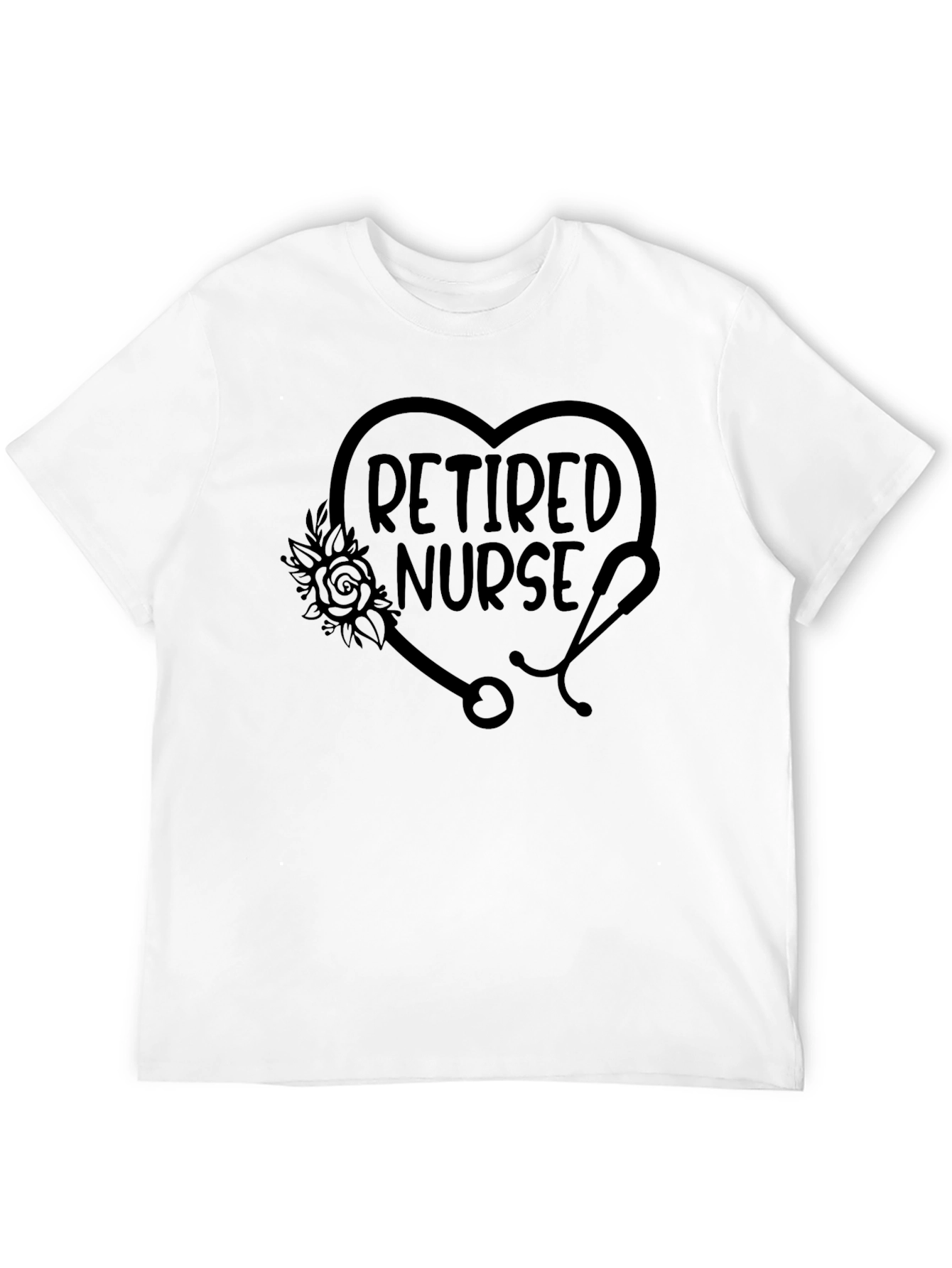 Retired Nurse Heart Stethoscope Graphic T-Shirt