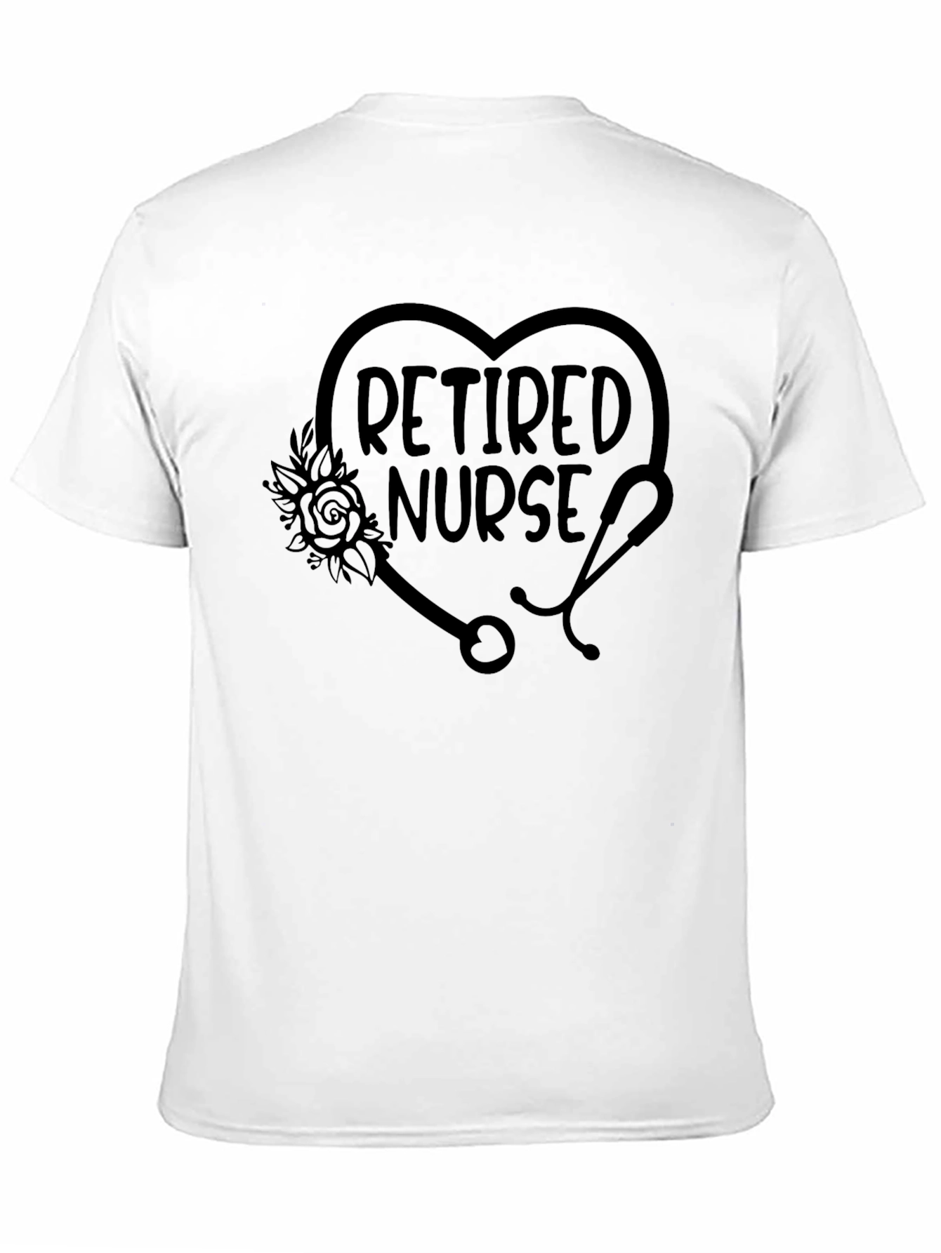 Retired Nurse Heart Stethoscope Graphic T-Shirt