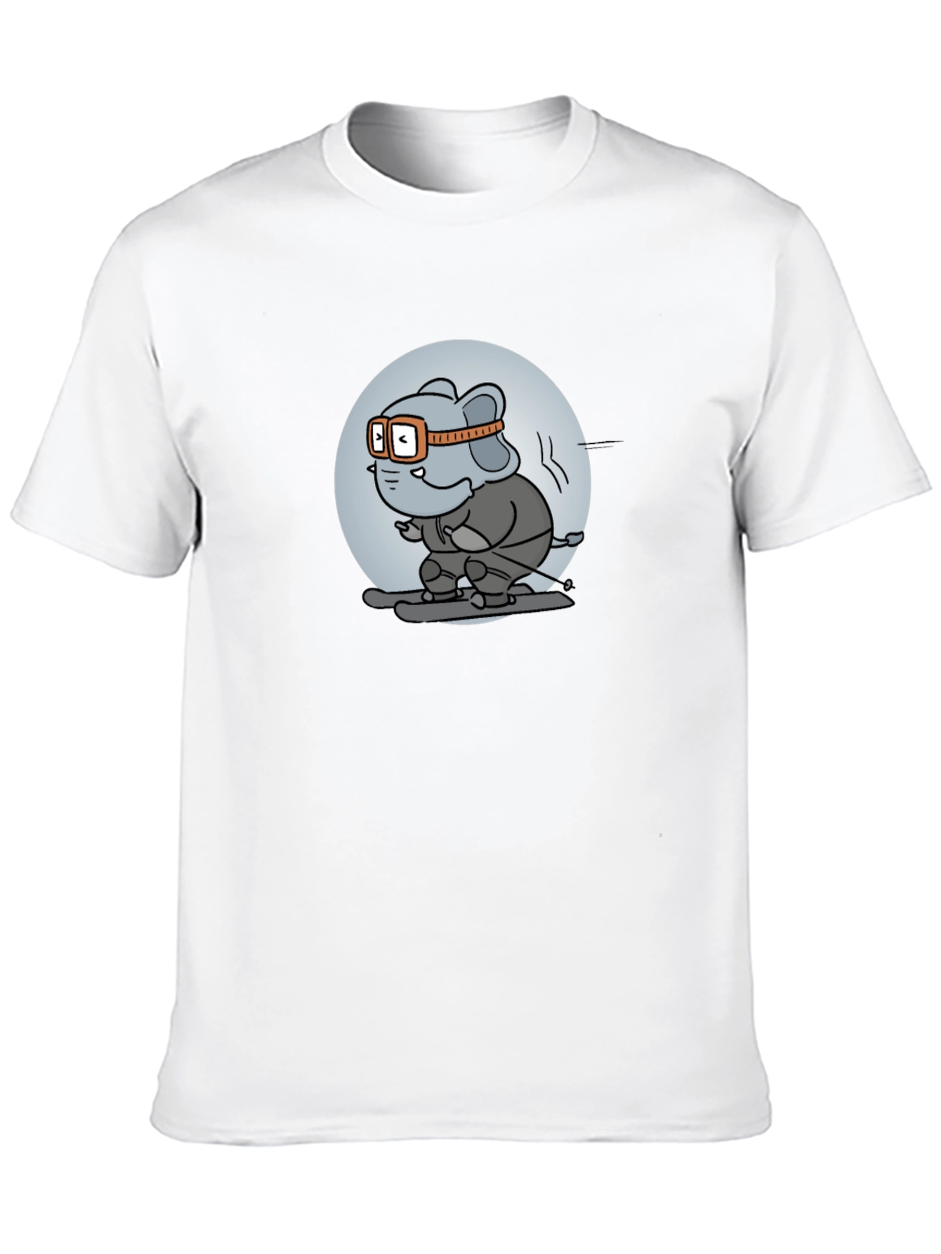 Skiing Elephant Graphic Tee - Fun Black T-Shirt