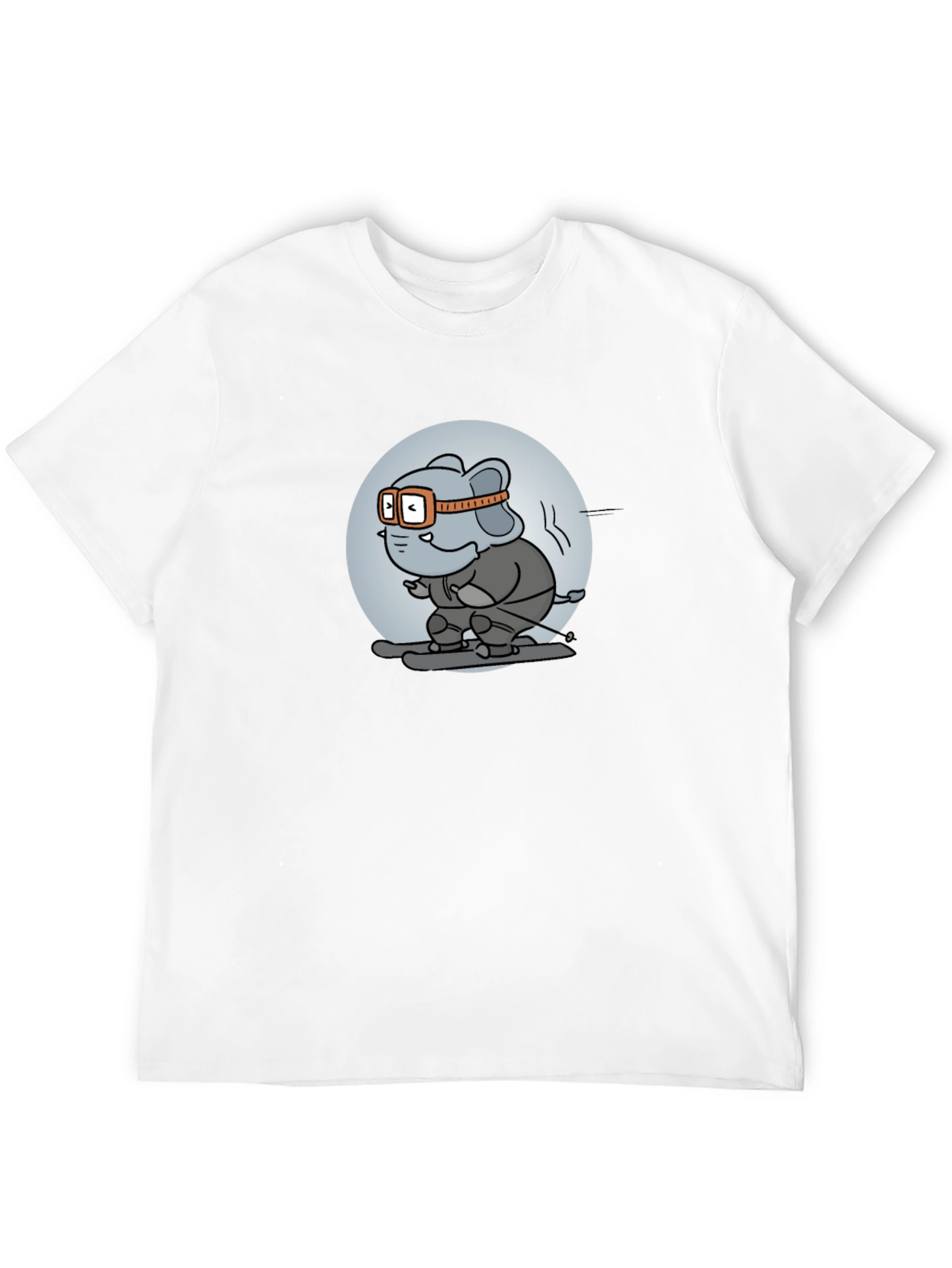 Skiing Elephant Graphic Tee - Fun Black T-Shirt