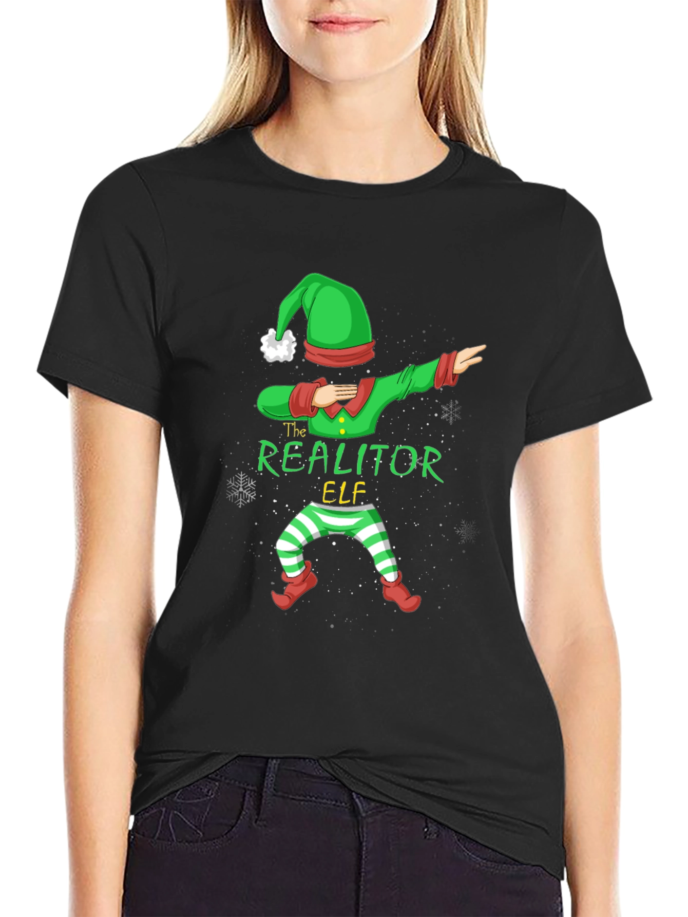 Realtor Elf Dabbing Christmas T-Shirt