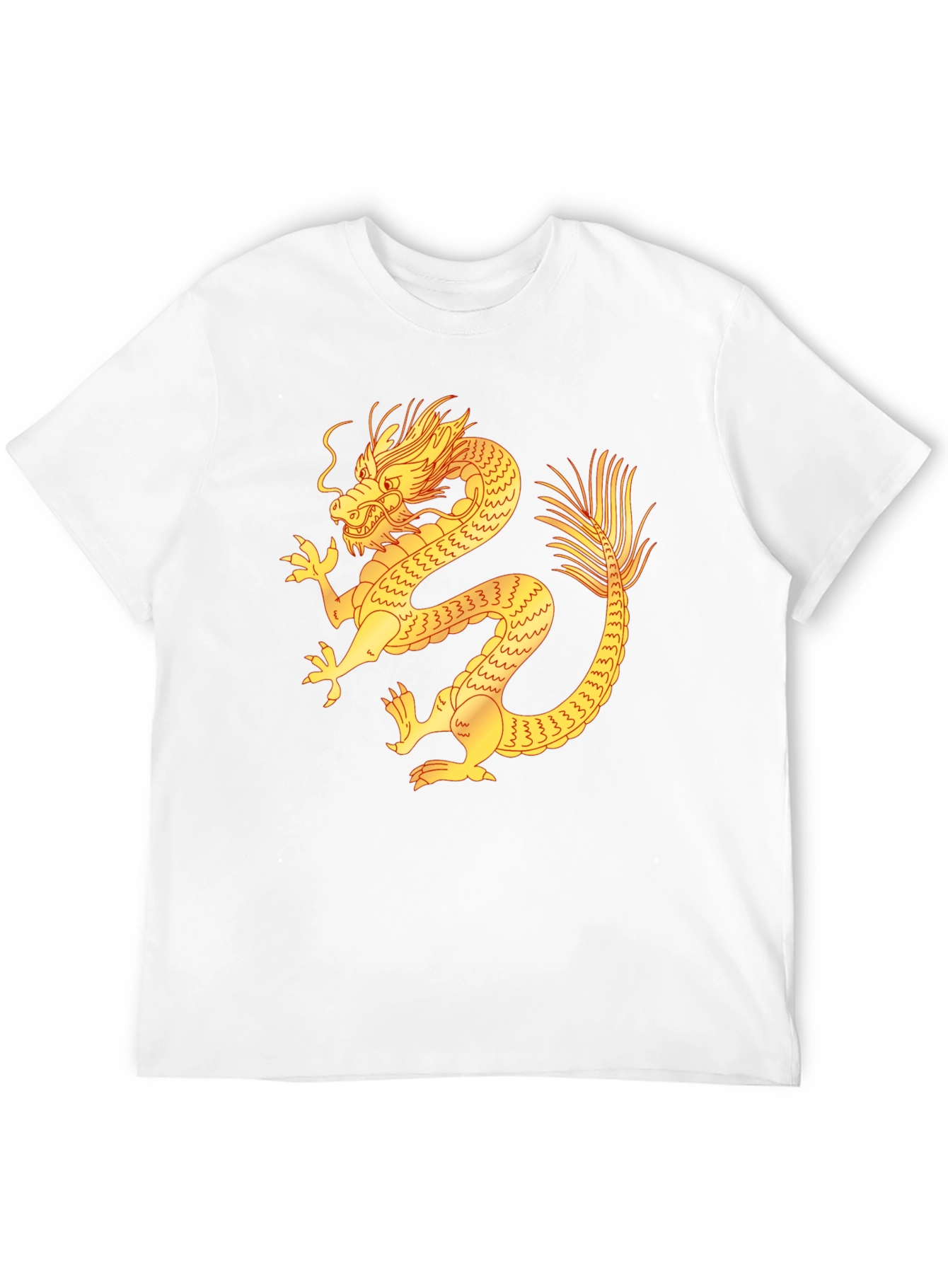 Black T-Shirt with Golden Dragon Design