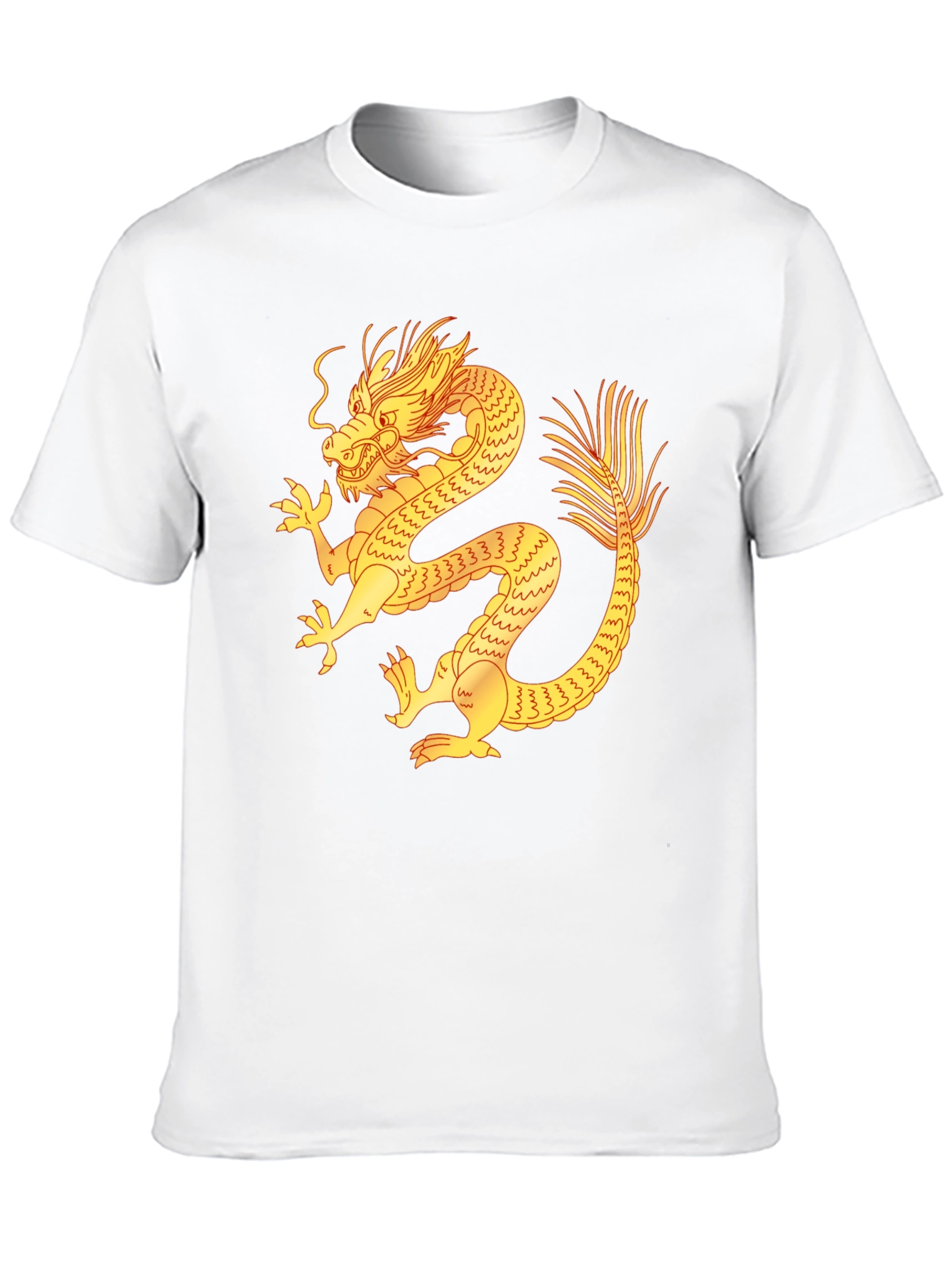 Black T-Shirt with Golden Dragon Design
