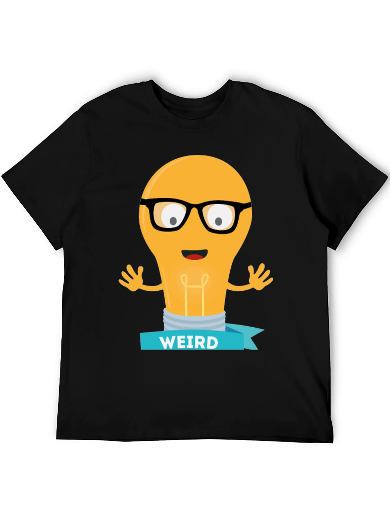 Weird Light Bulb Graphic Tee - Black Cotton T-Shirt