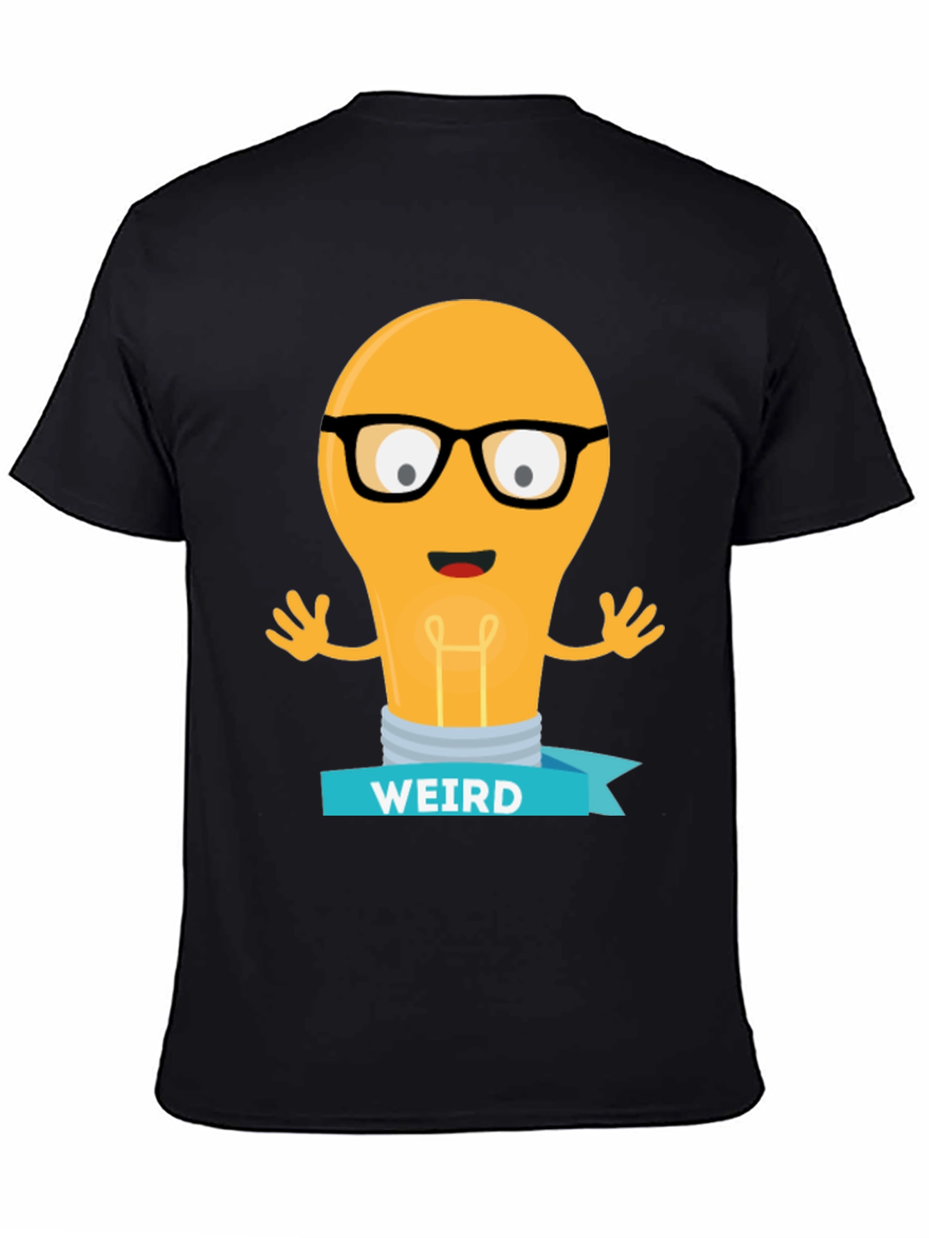 Weird Light Bulb Graphic Tee - Black Cotton T-Shirt