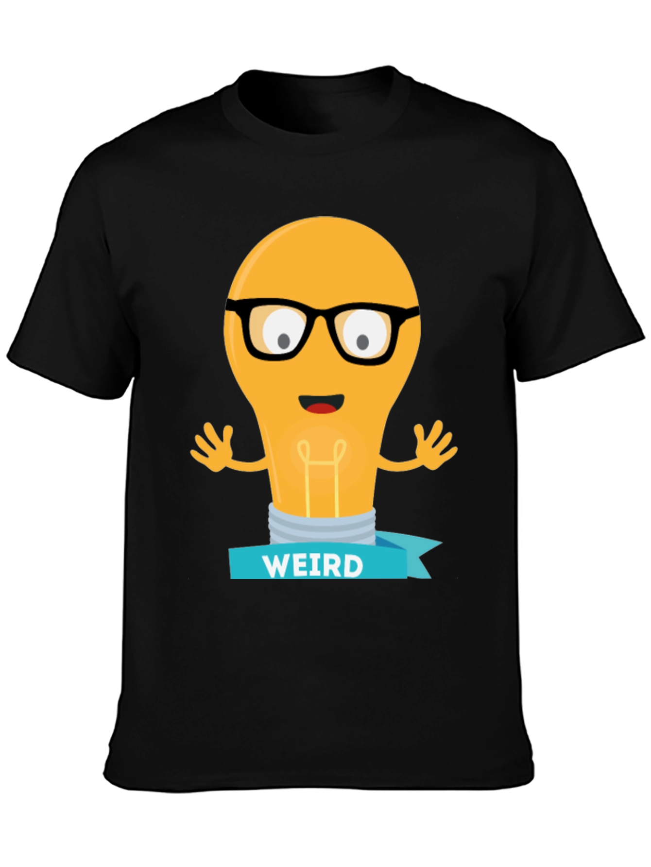 Weird Light Bulb Graphic Tee - Black Cotton T-Shirt