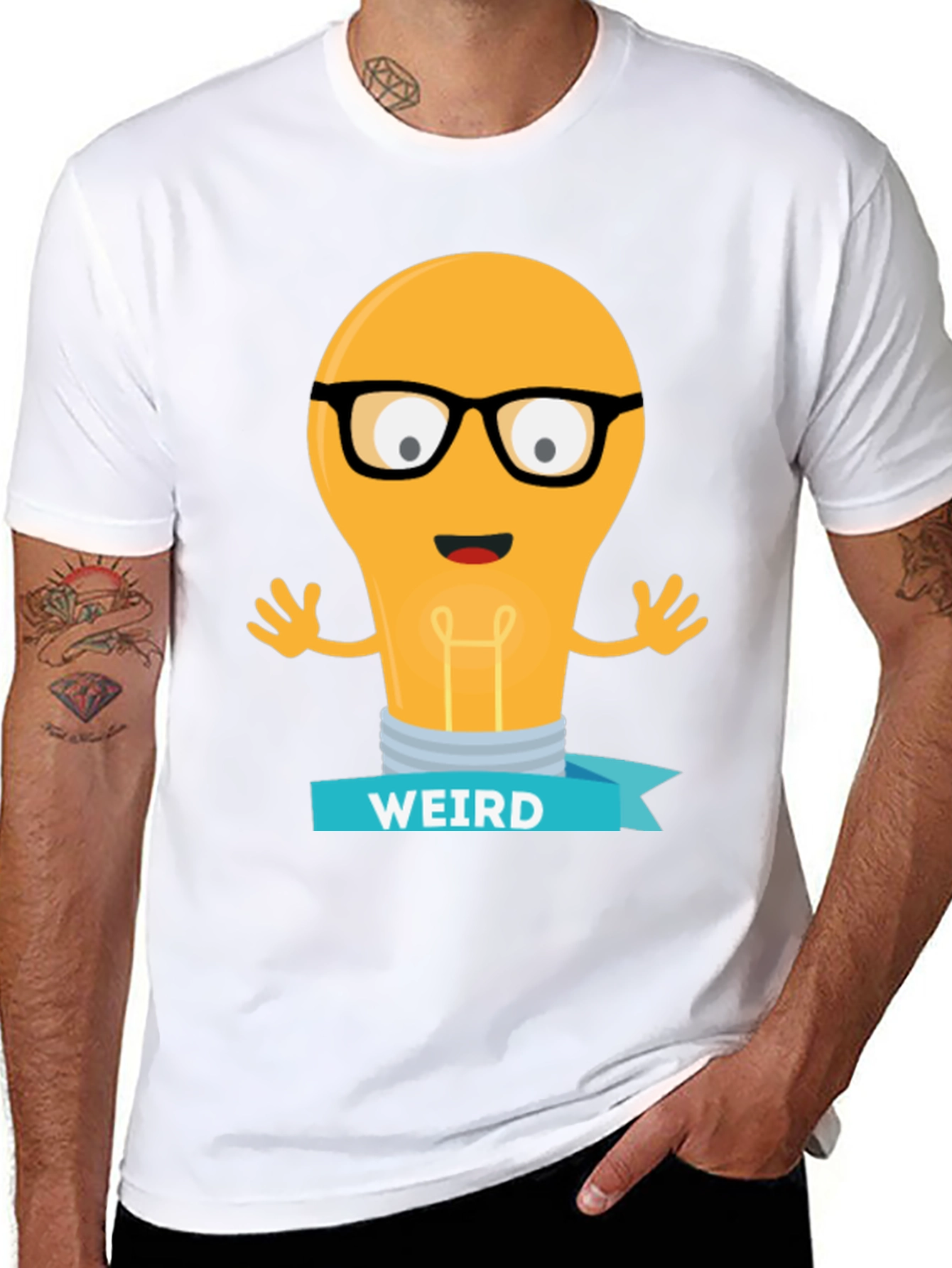 Weird Light Bulb Graphic Tee - Black Cotton T-Shirt