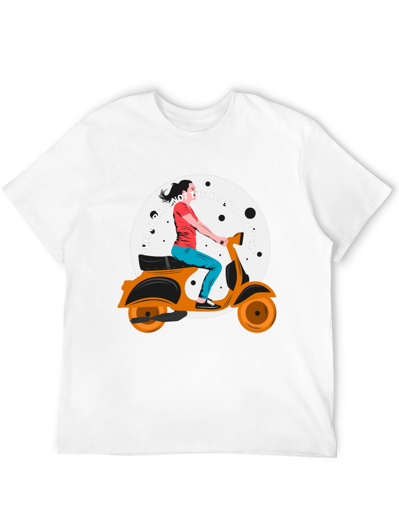 Stylish Black T-Shirt with Scooter Girl Graphic