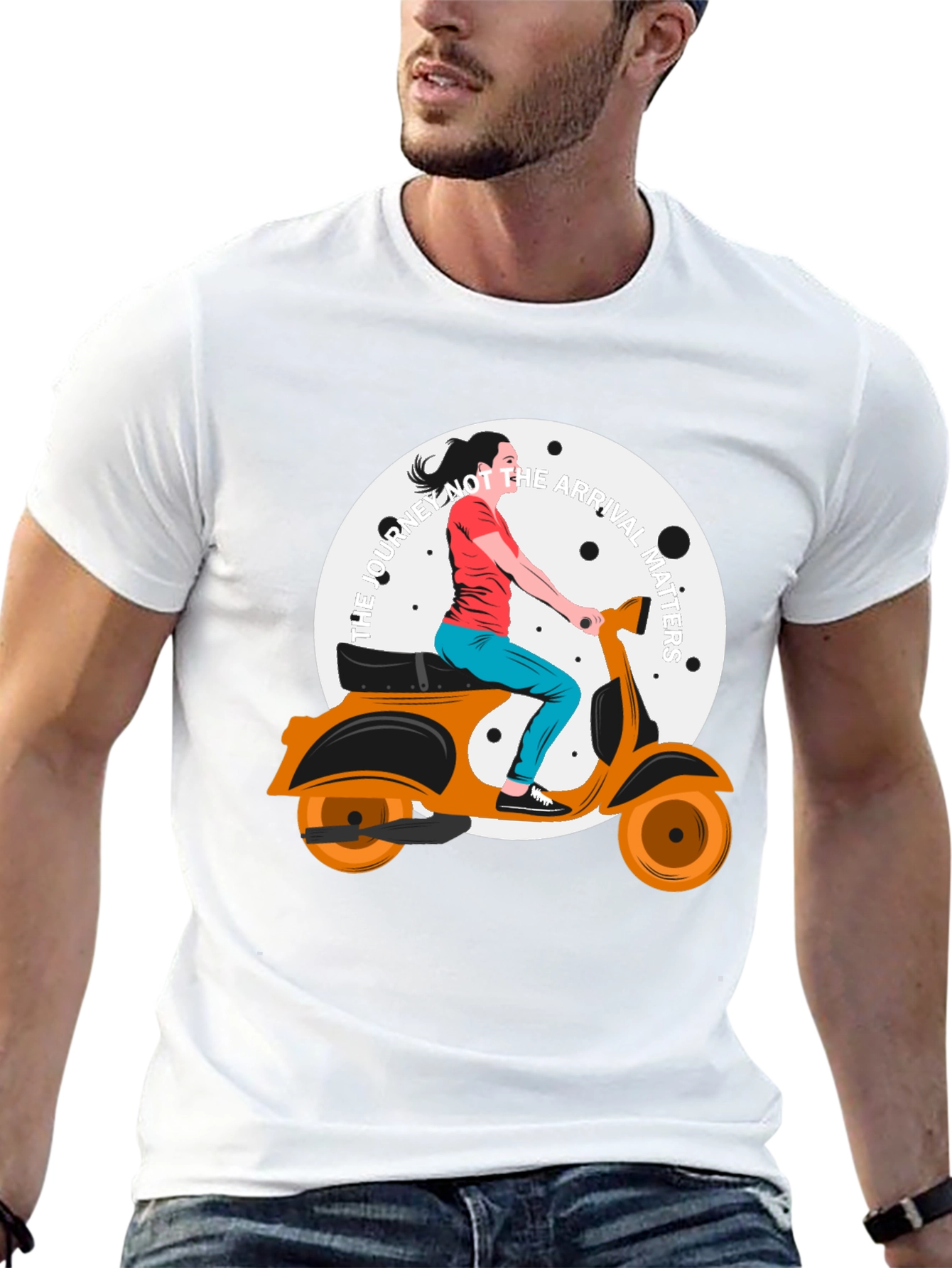 Stylish Black T-Shirt with Scooter Girl Graphic