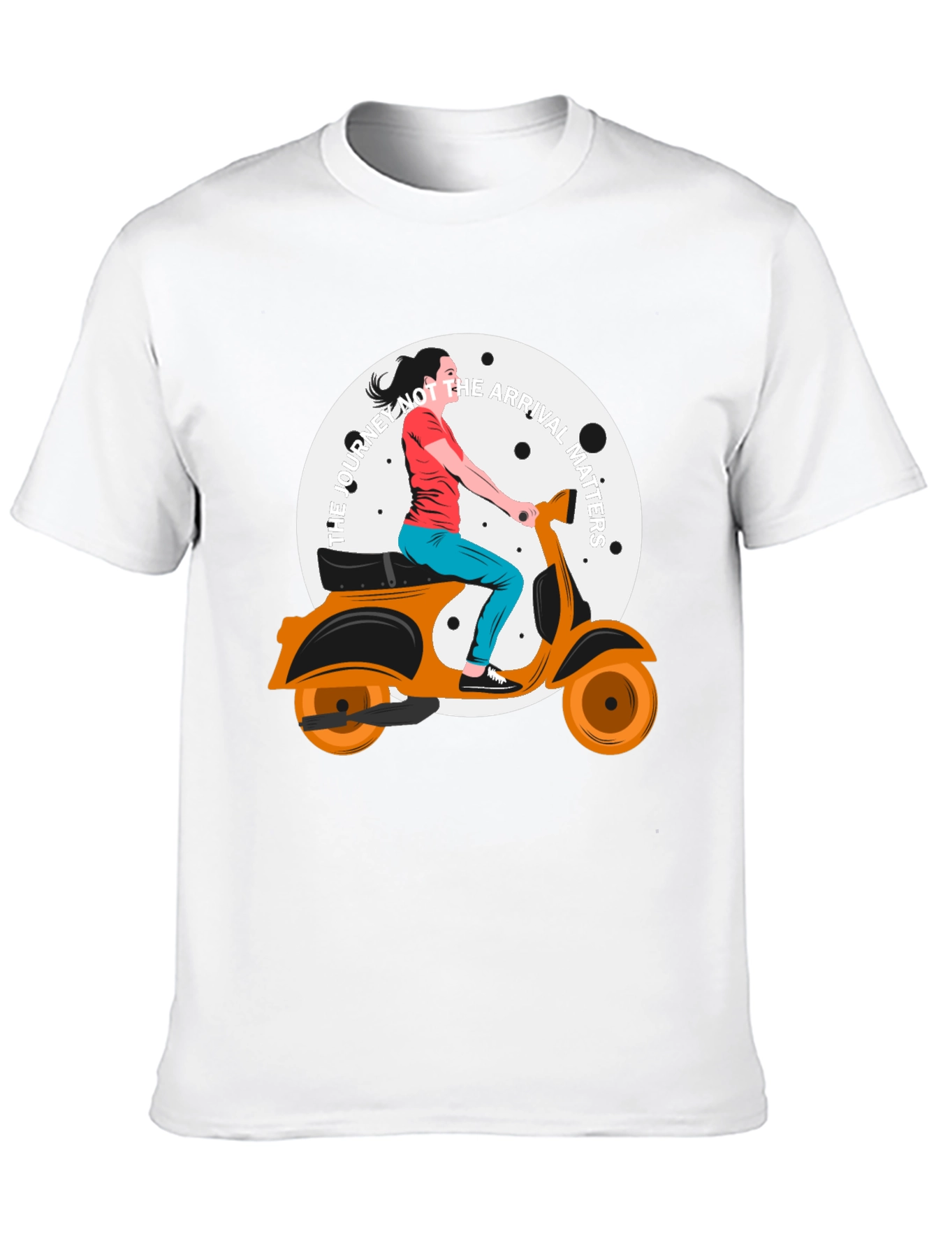 Stylish Black T-Shirt with Scooter Girl Graphic