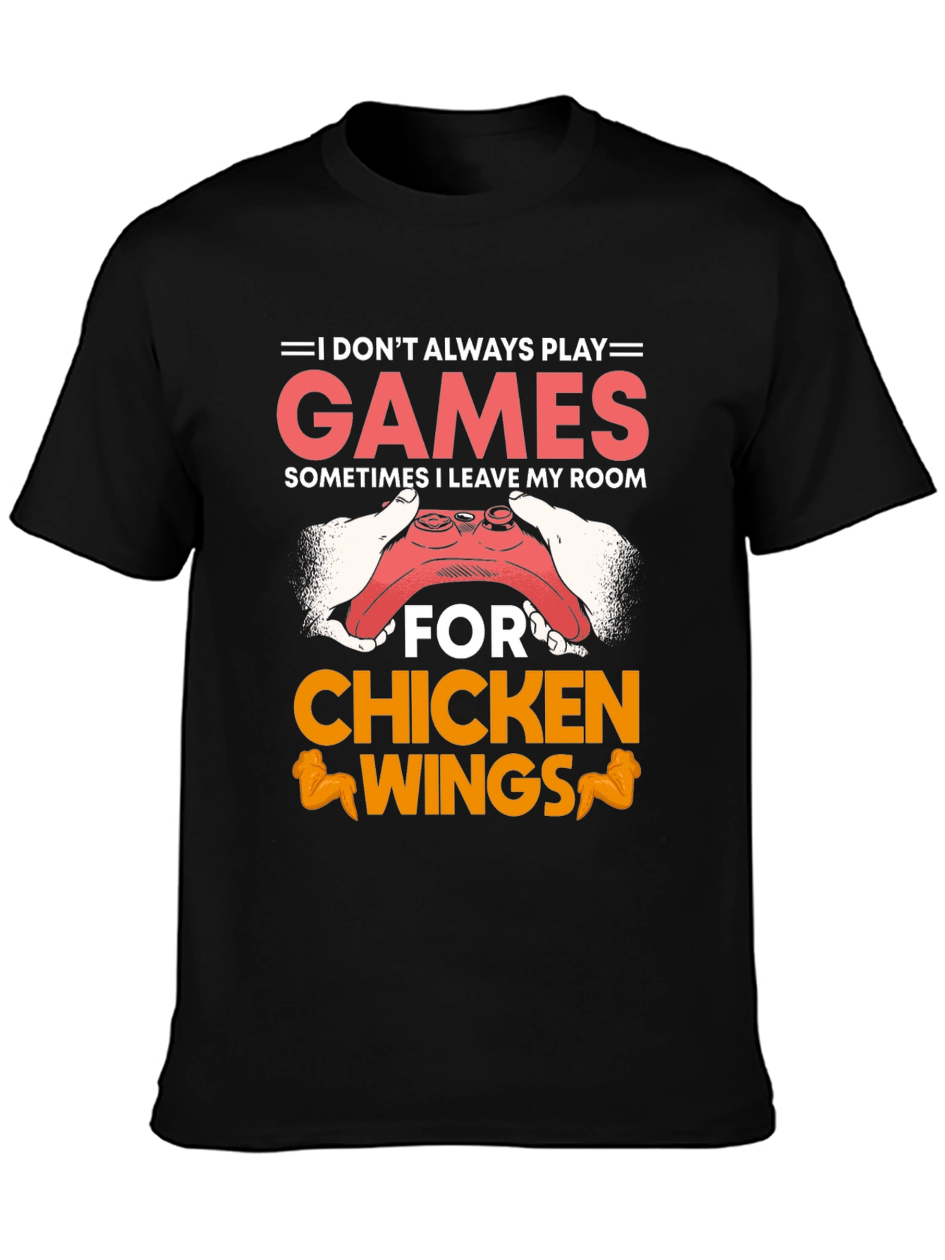Gamer Chicken Wings Black Graphic T-Shirt