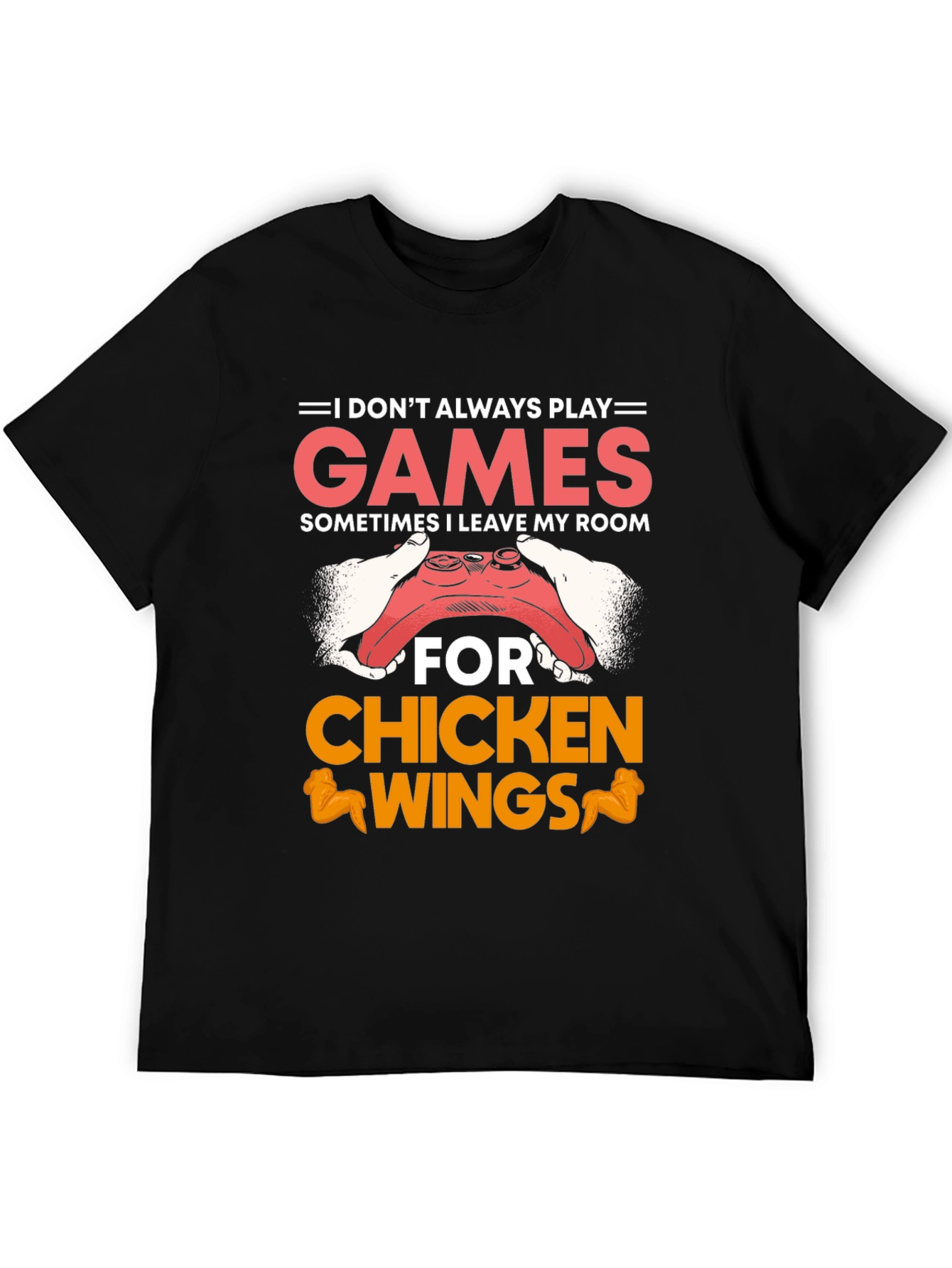 Gamer Chicken Wings Black Graphic T-Shirt