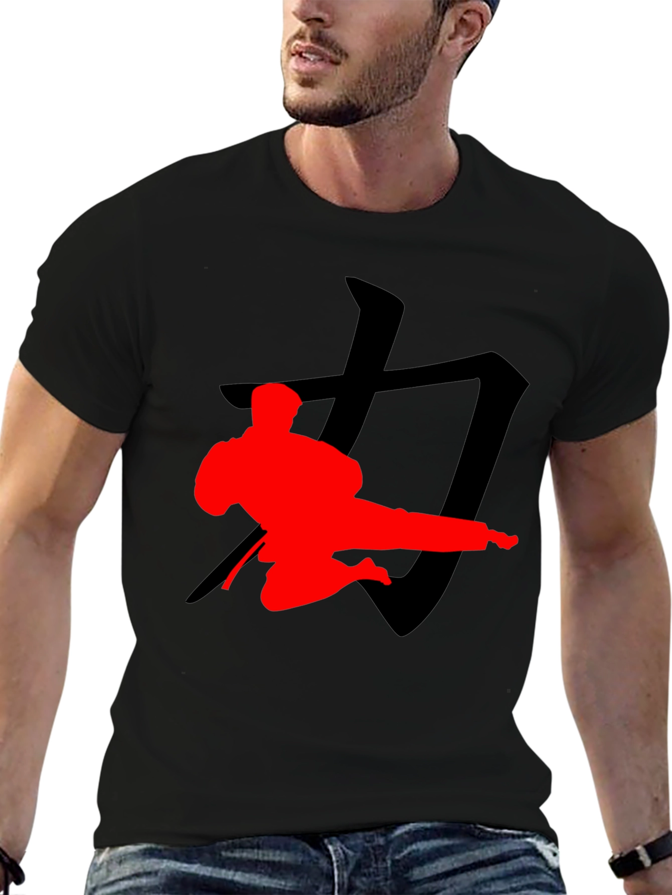 Martial Arts Silhouette Graphic Tee - Black