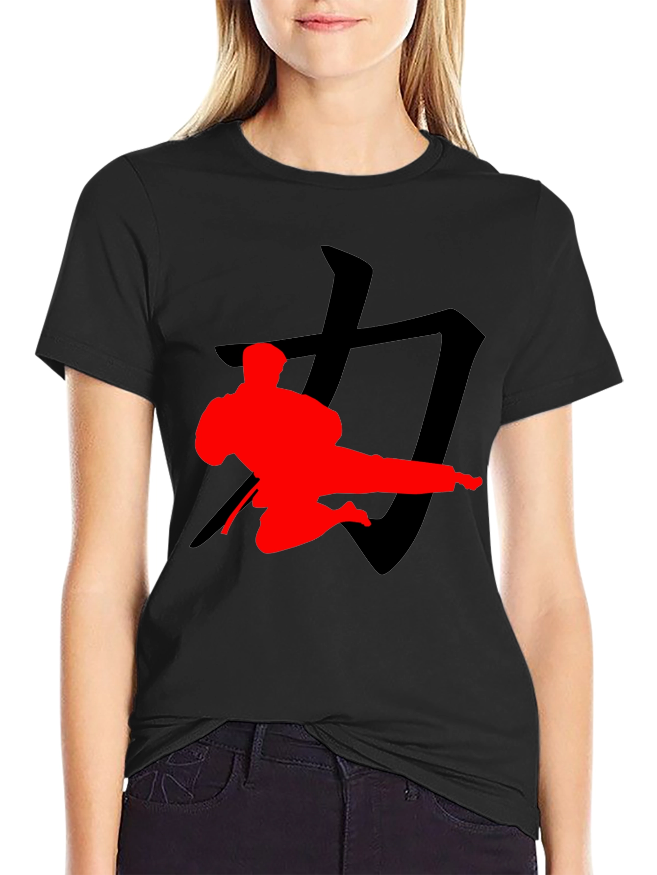 Martial Arts Silhouette Graphic Tee - Black