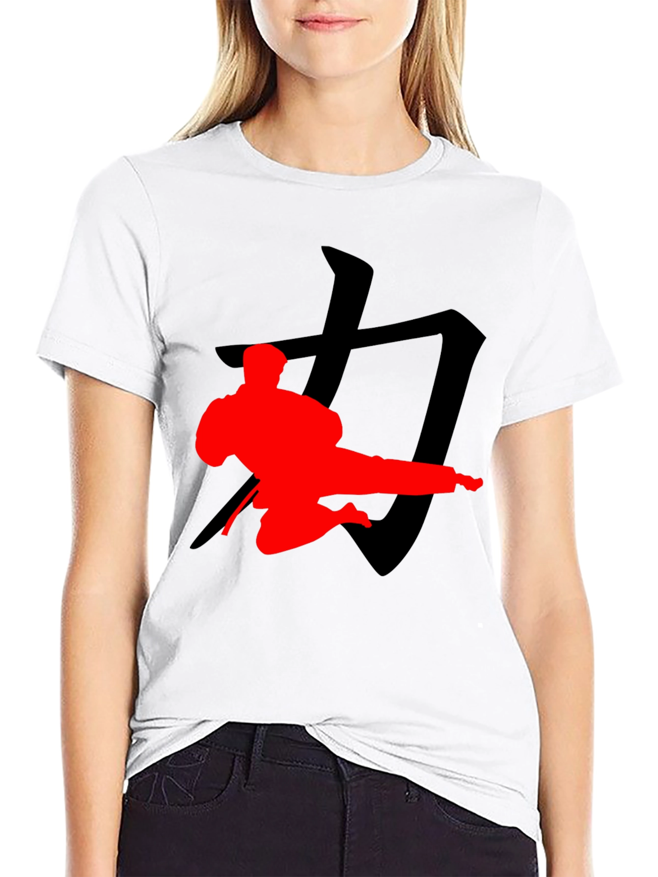 Martial Arts Silhouette Graphic Tee - Black