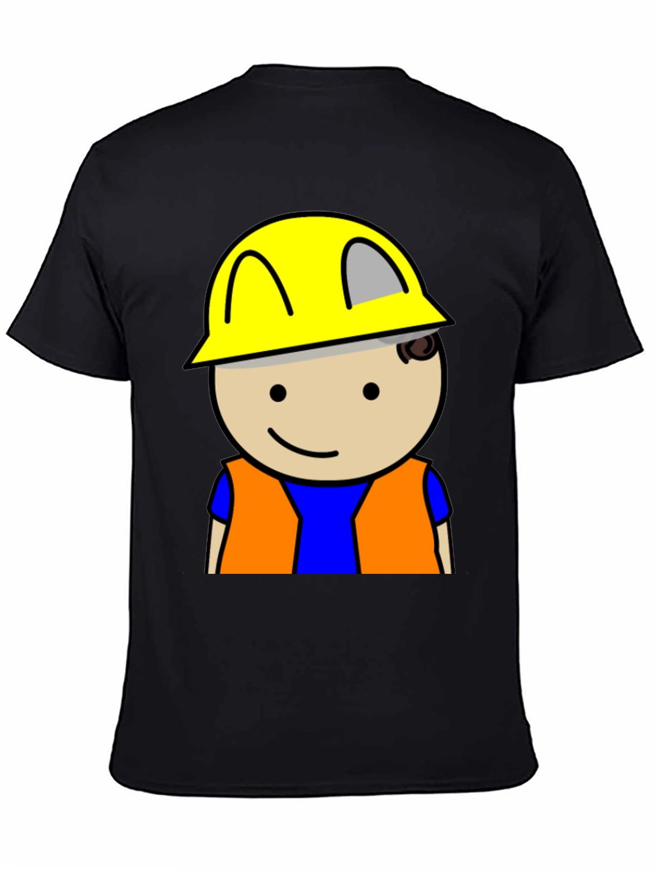 Construction Worker Graphic Tee - Black Cotton T-Shirt