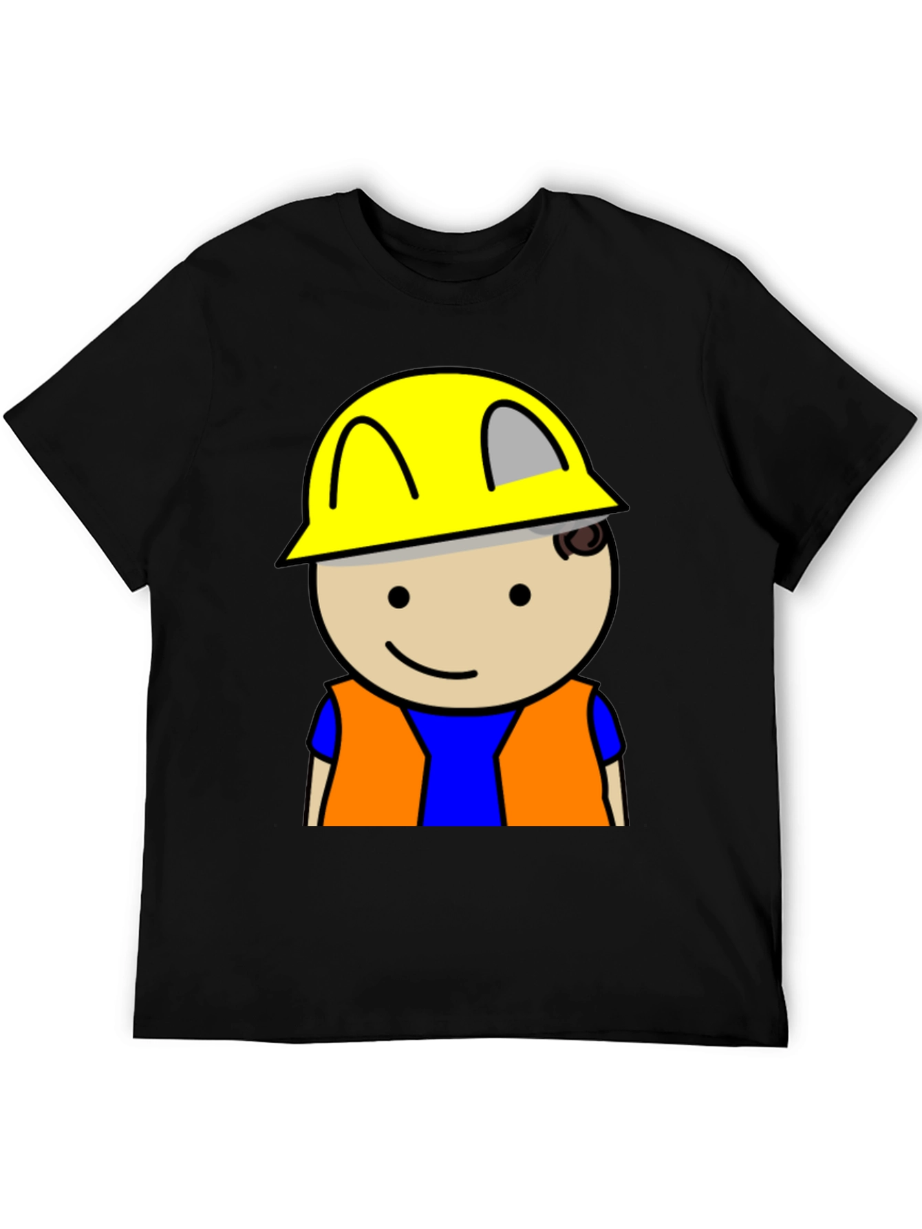 Construction Worker Graphic Tee - Black Cotton T-Shirt