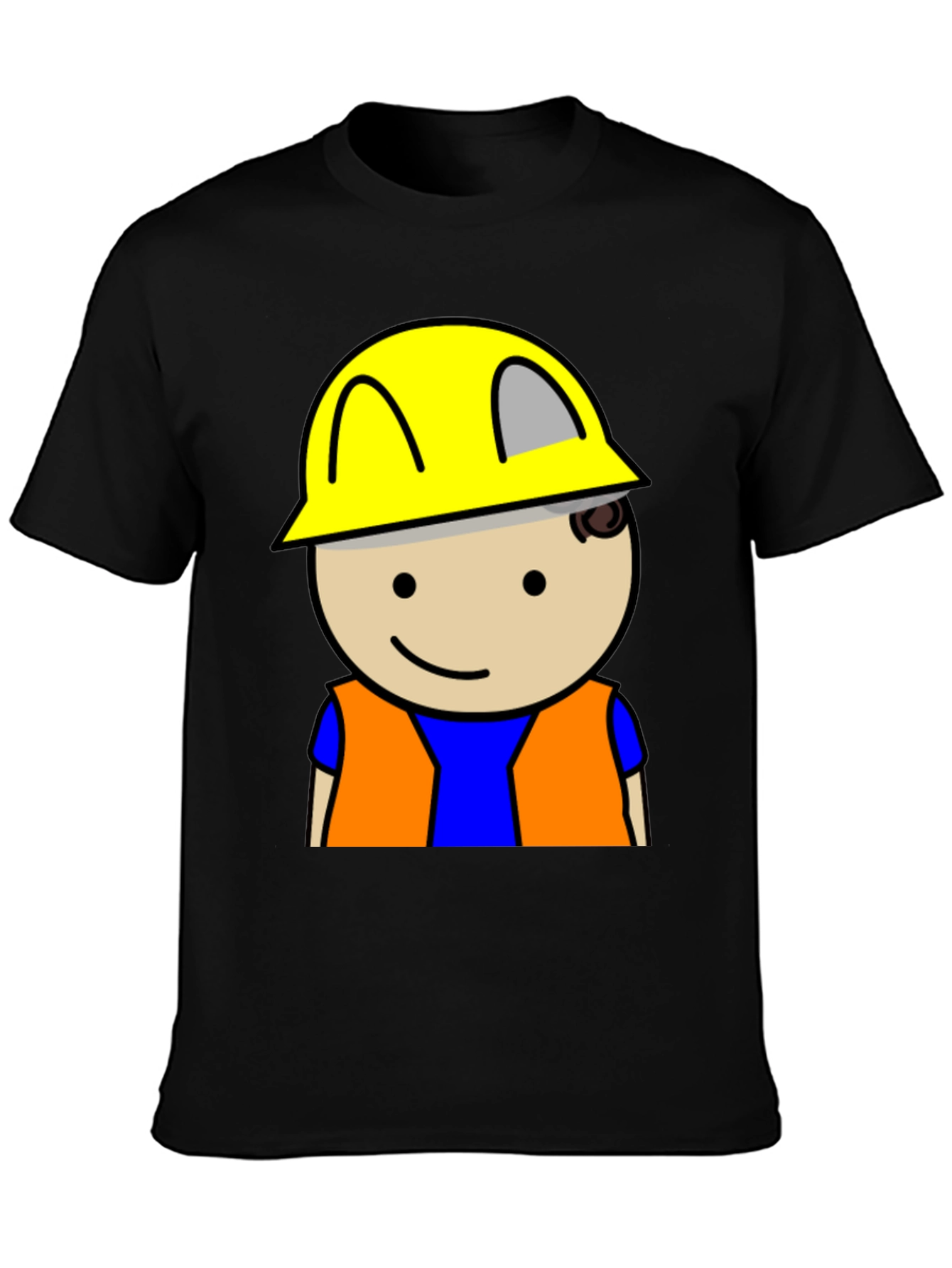 Construction Worker Graphic Tee - Black Cotton T-Shirt