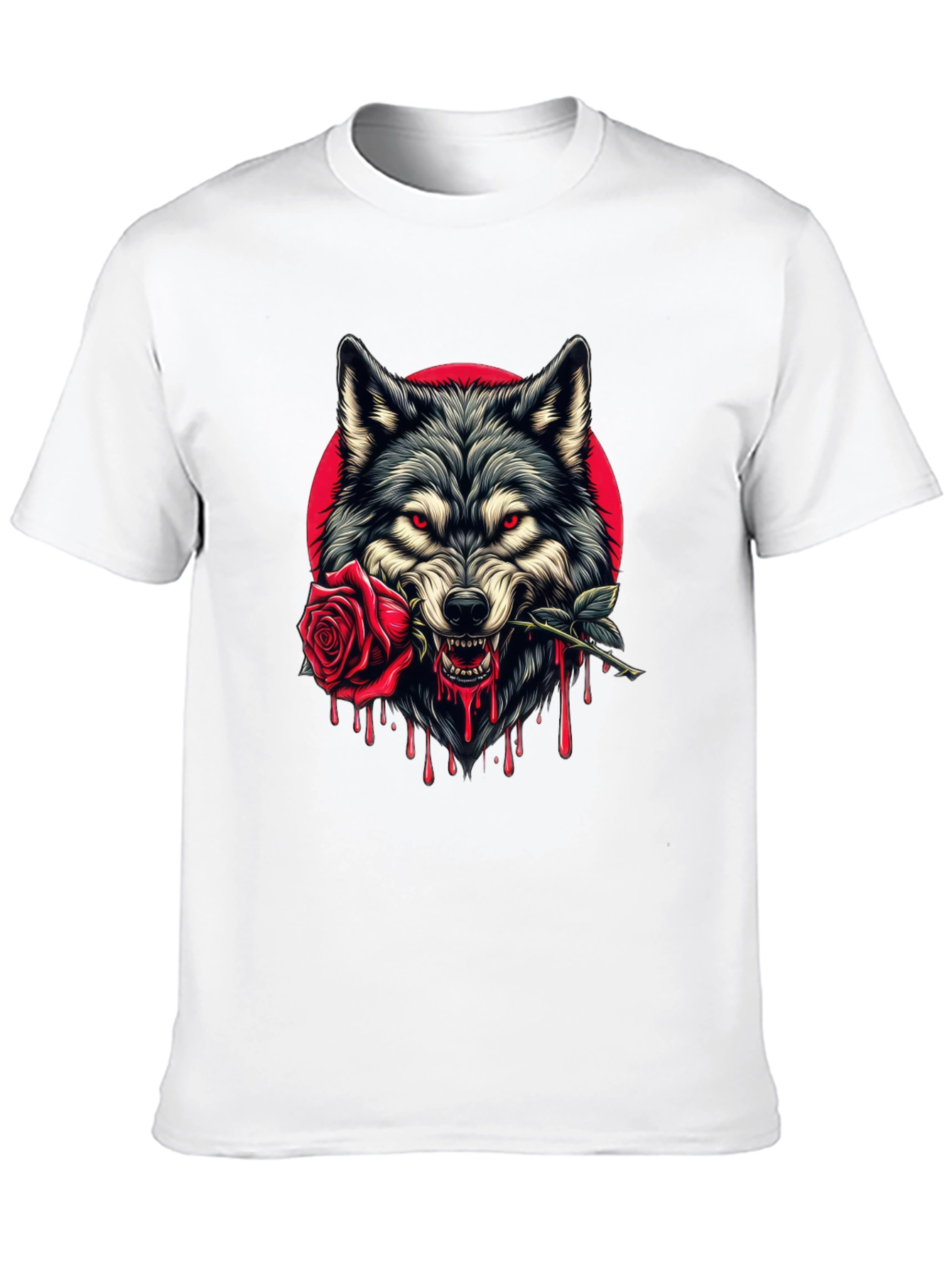 Wolf and Rose Graphic Tee - Bold Black T-Shirt