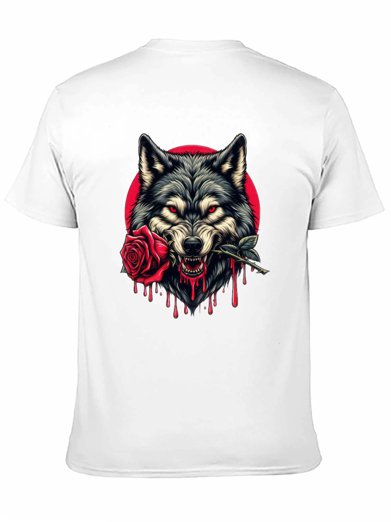 Wolf and Rose Graphic Tee - Bold Black T-Shirt