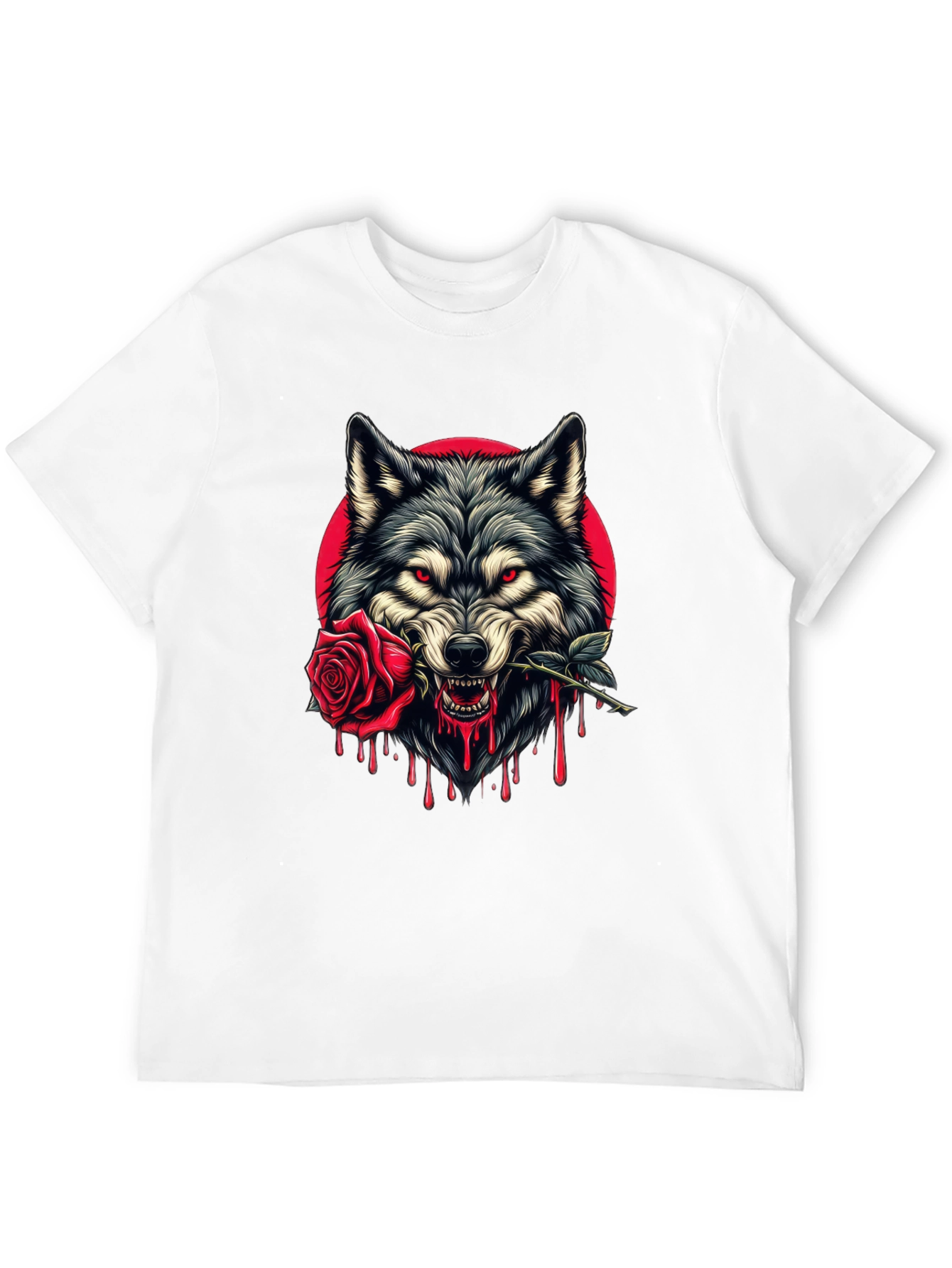 Wolf and Rose Graphic Tee - Bold Black T-Shirt