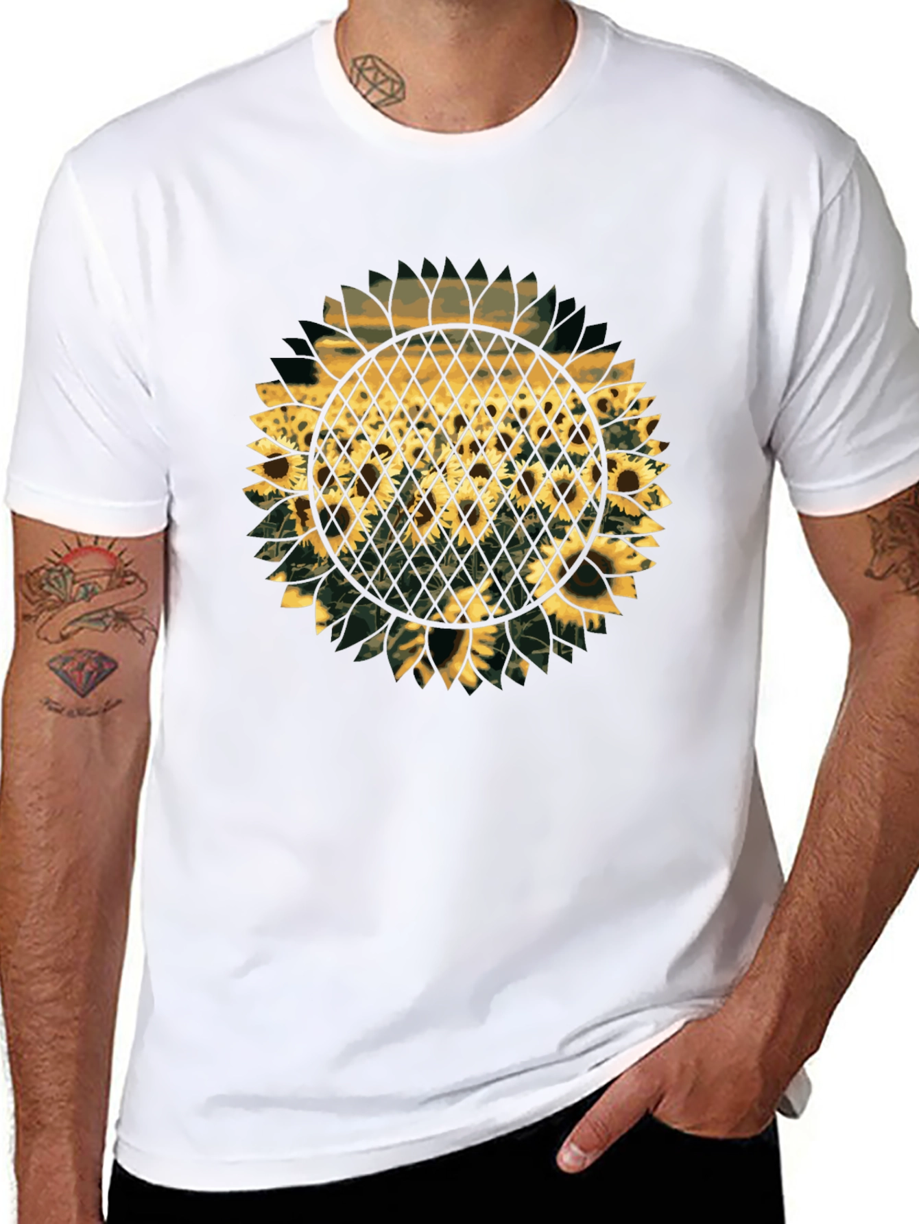 Sunflower Graphic Print T-Shirt - Black