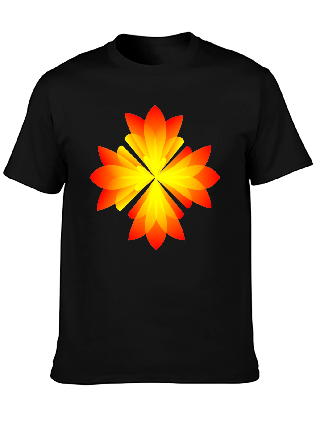 Abstract Flower Graphic Tee - Black Cotton Blend