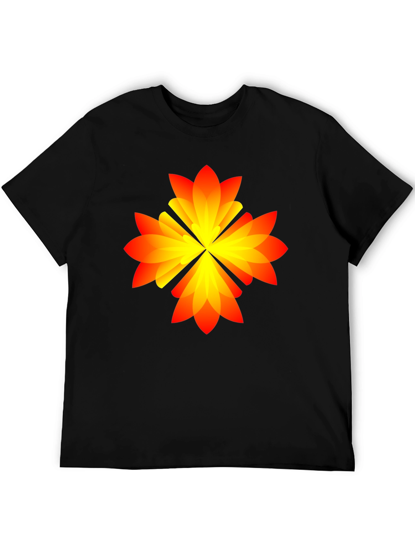 Abstract Flower Graphic Tee - Black Cotton Blend