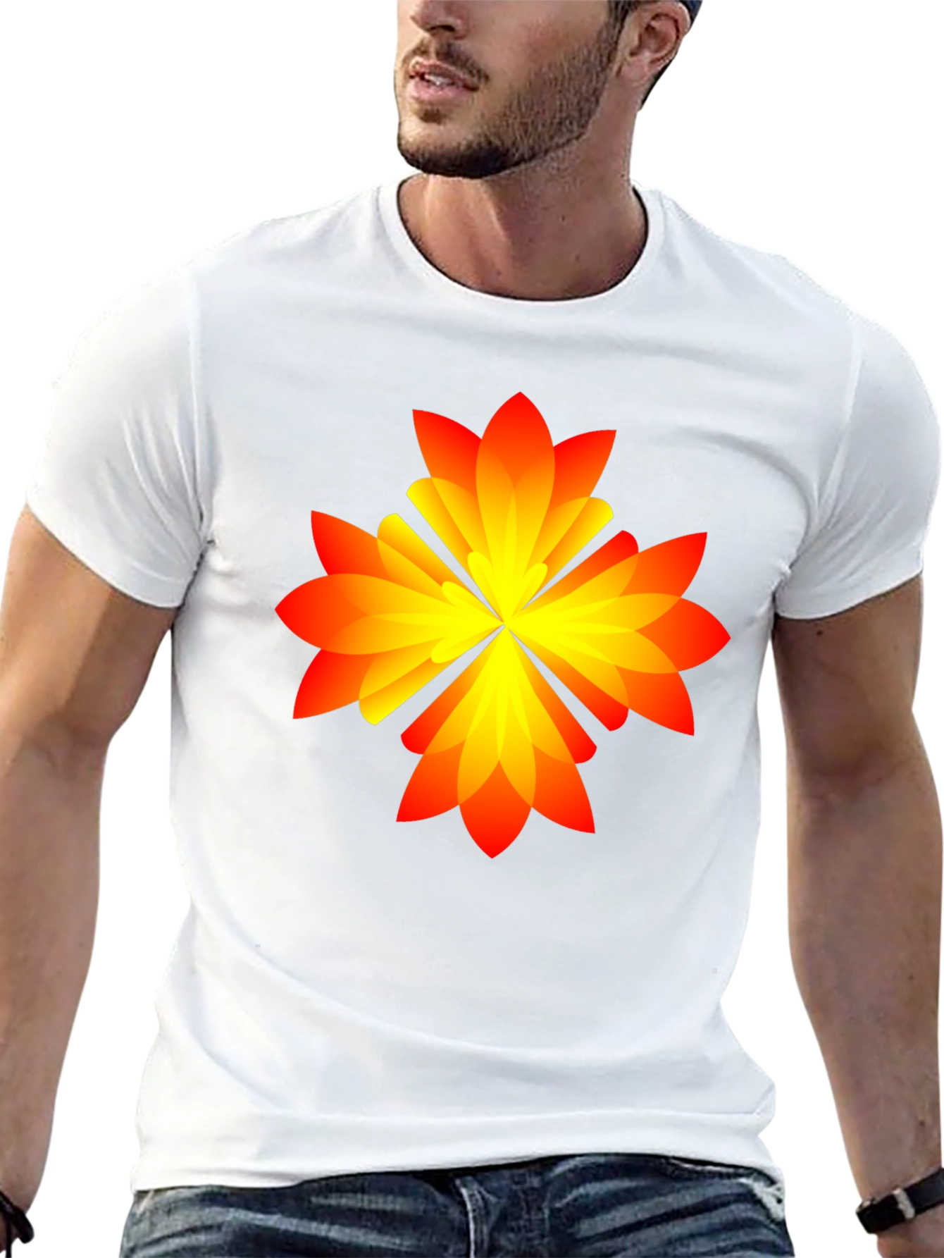 Abstract Flower Graphic Tee - Black Cotton Blend