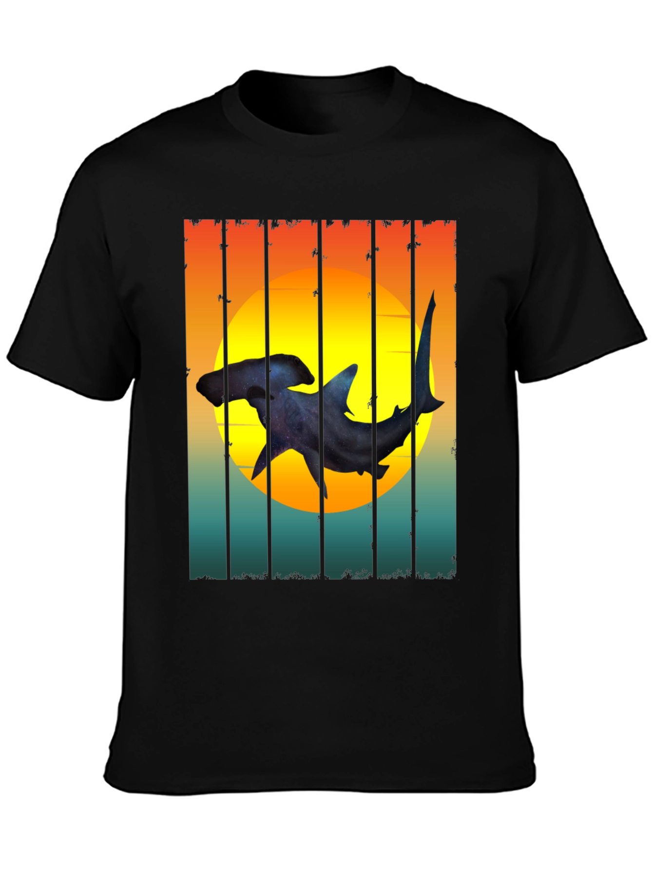 Hammerhead Shark Sunset Graphic Tee