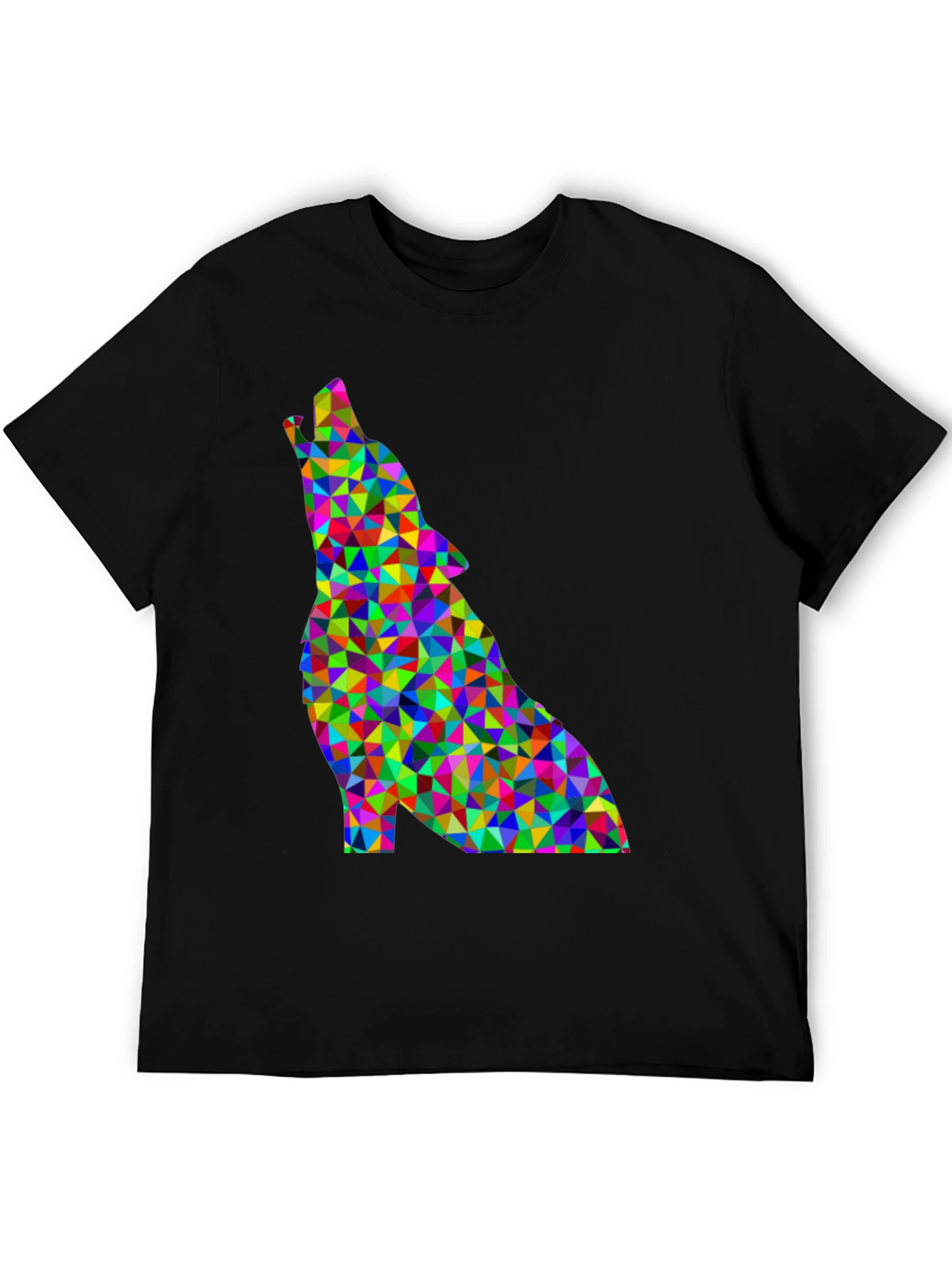 Geometric Wolf Graphic Tee - Modern Art Design