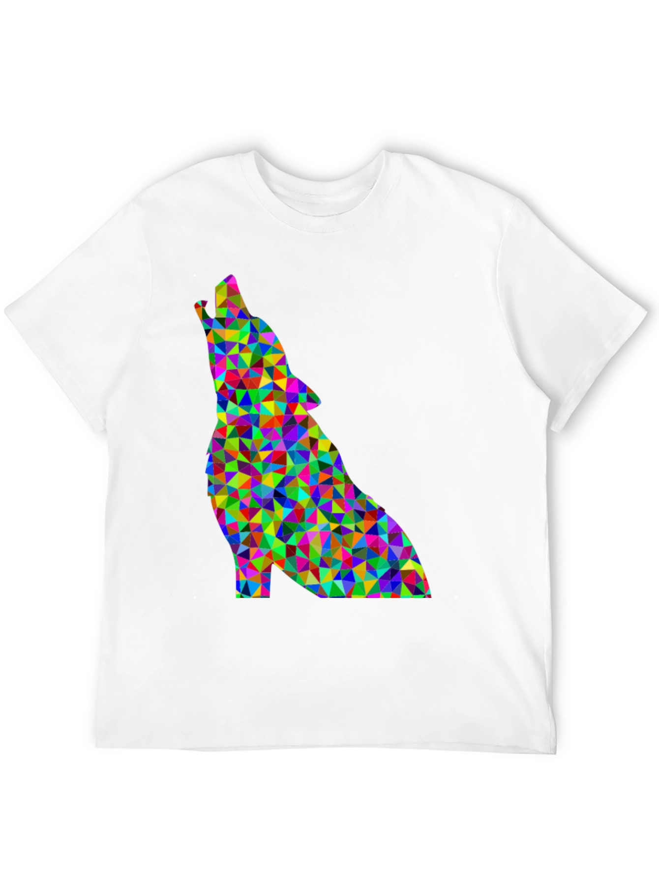 Geometric Wolf Graphic Tee - Modern Art Design