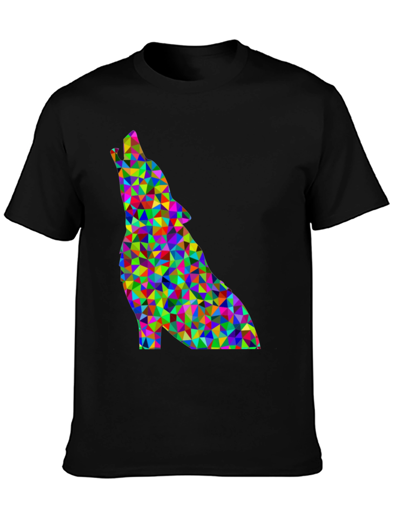 Geometric Wolf Graphic Tee - Modern Art Design