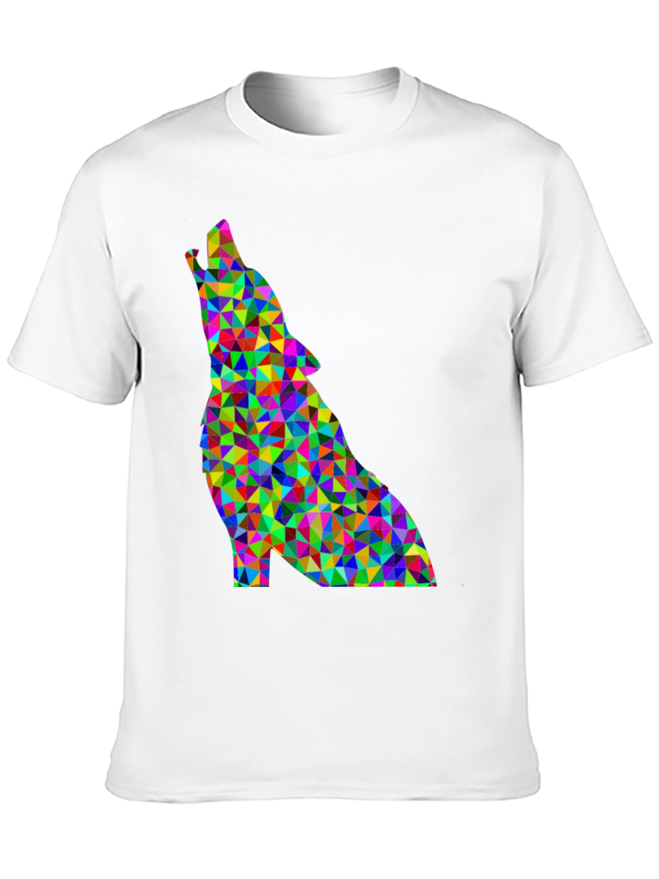 Geometric Wolf Graphic Tee - Modern Art Design