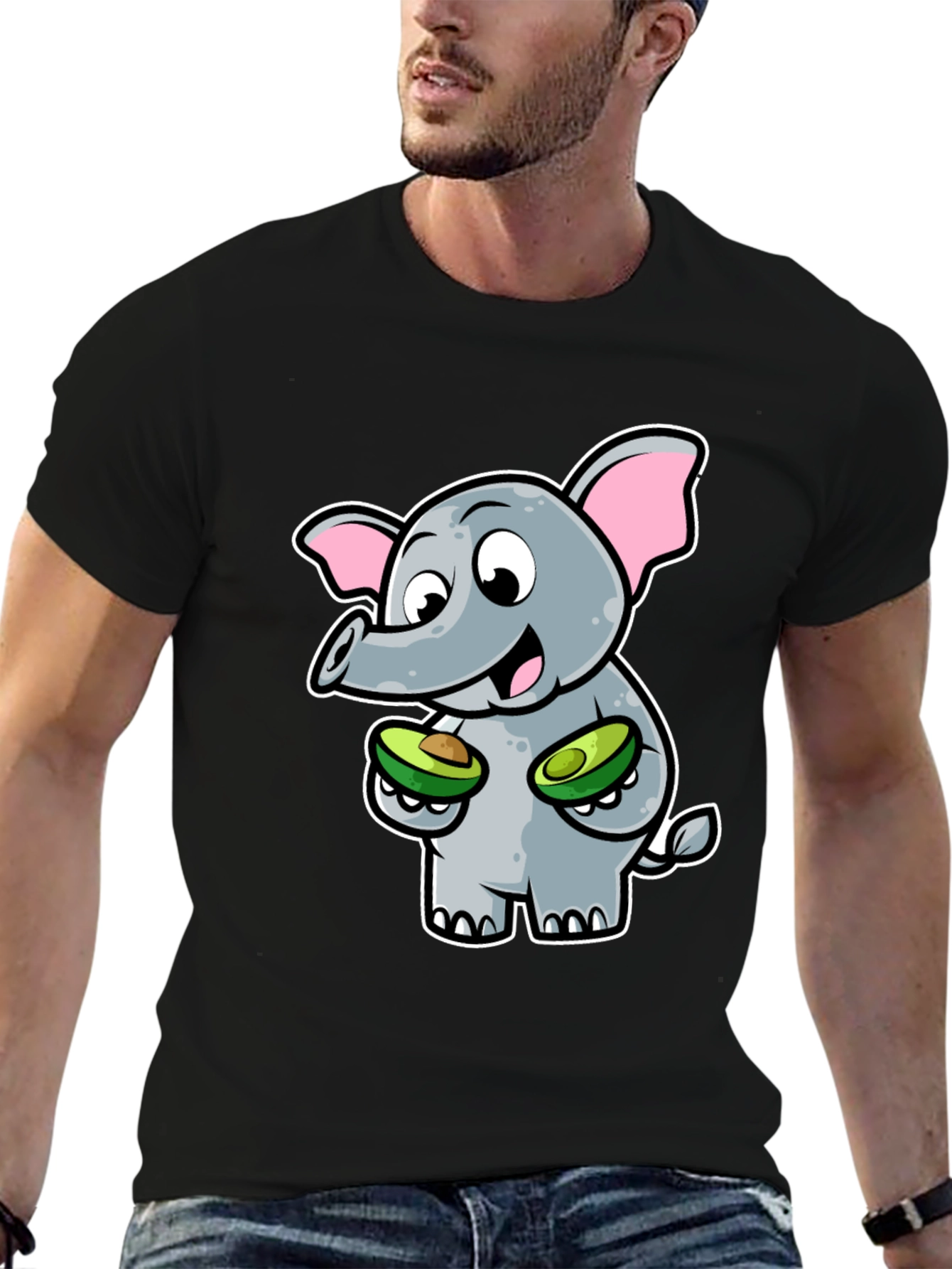 Elephant Avocado Black T-Shirt