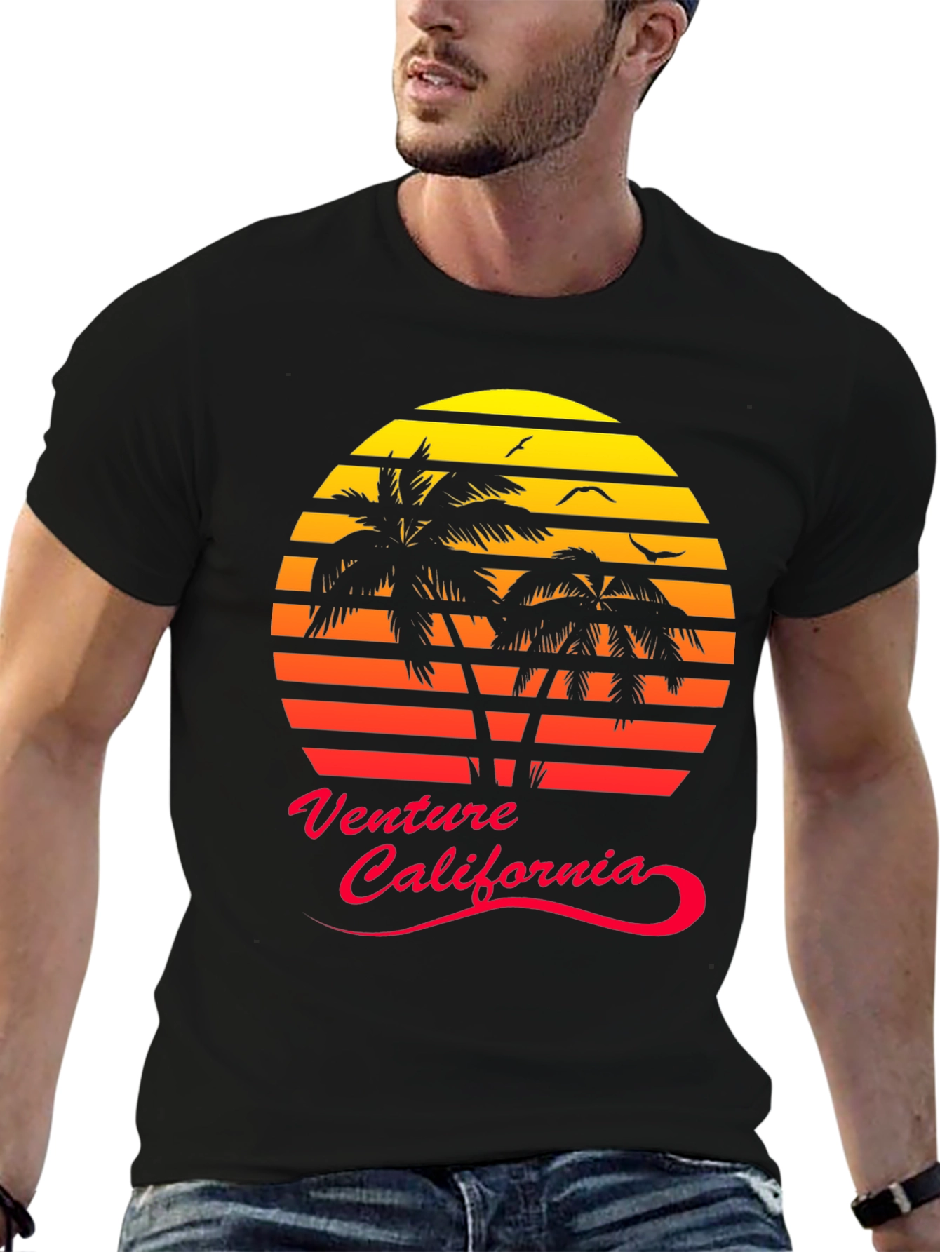Venture California Sunset Palm Tree Graphic Tee