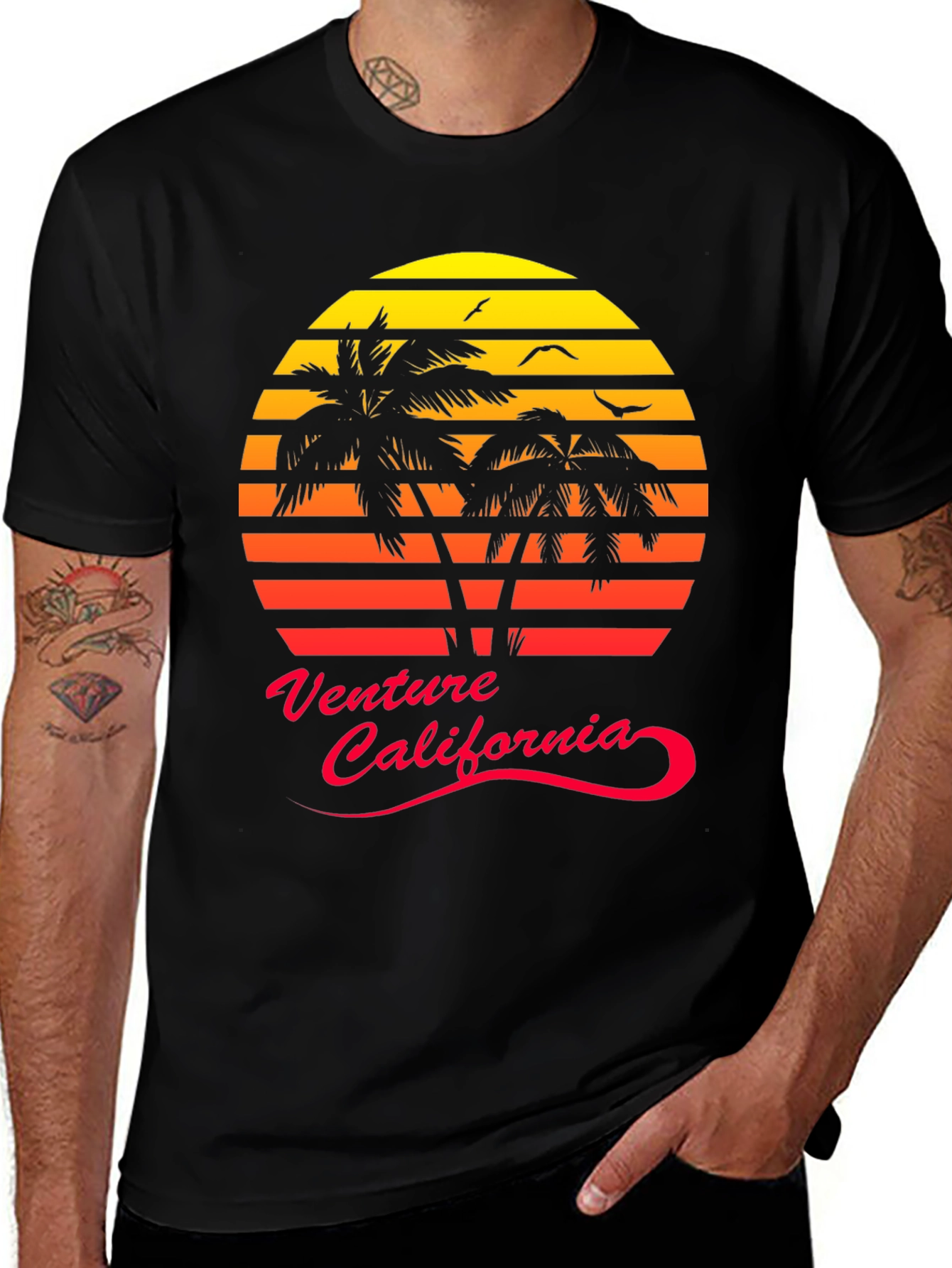 Venture California Sunset Palm Tree Graphic Tee