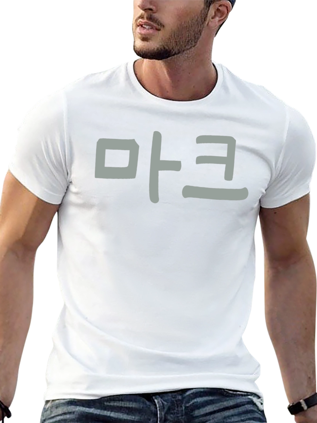 Korean Text Graphic Tee - Stylish Casual Wear