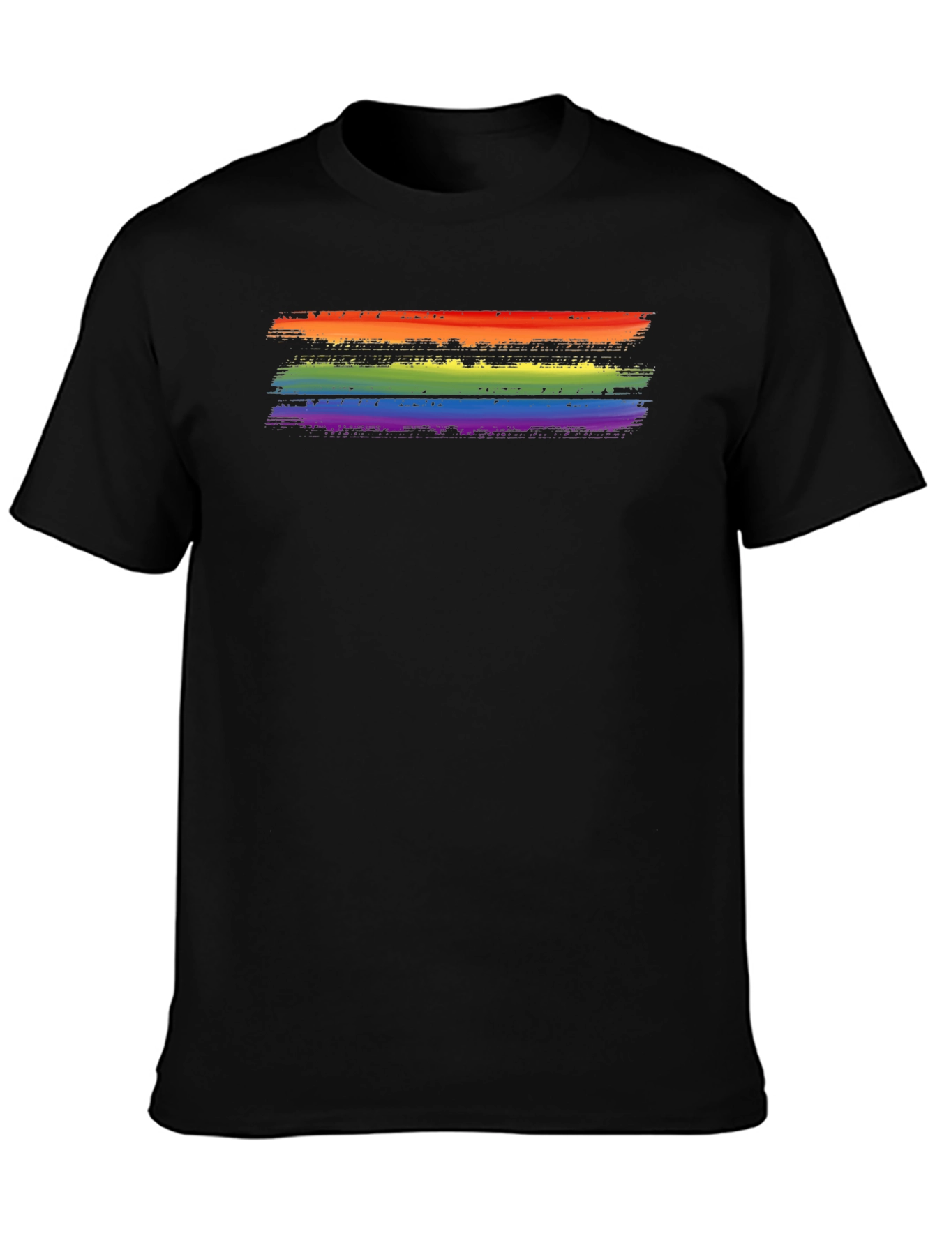 Rainbow Stripe Graphic Black T-Shirt
