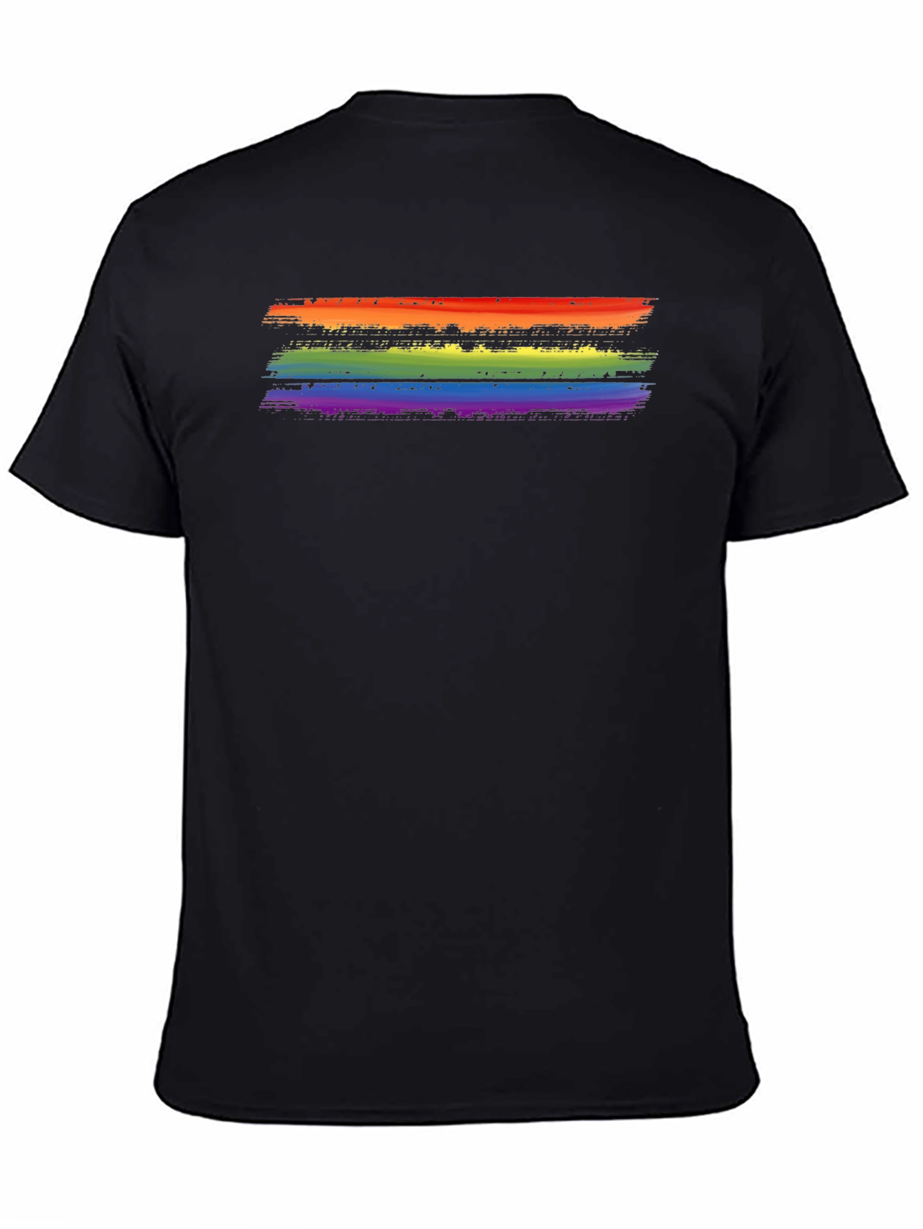 Rainbow Stripe Graphic Black T-Shirt