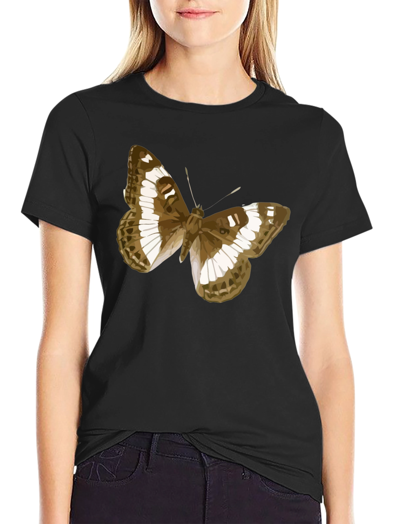 Butterfly Graphic Tee - Classic Black Cotton T-Shirt