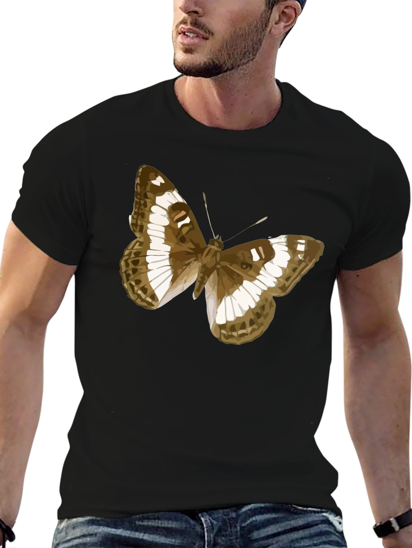 Butterfly Graphic Tee - Classic Black Cotton T-Shirt