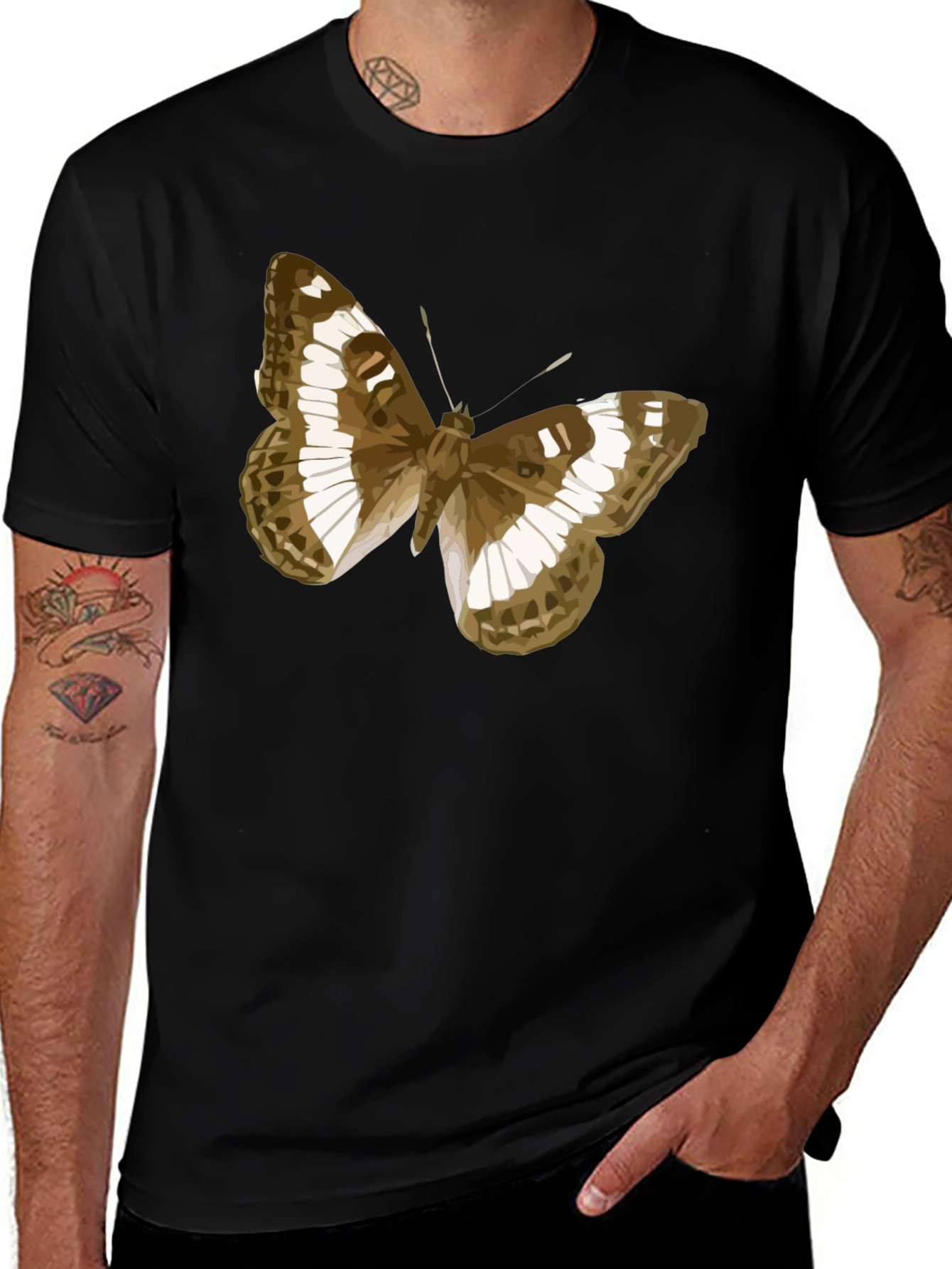 Butterfly Graphic Tee - Classic Black Cotton T-Shirt