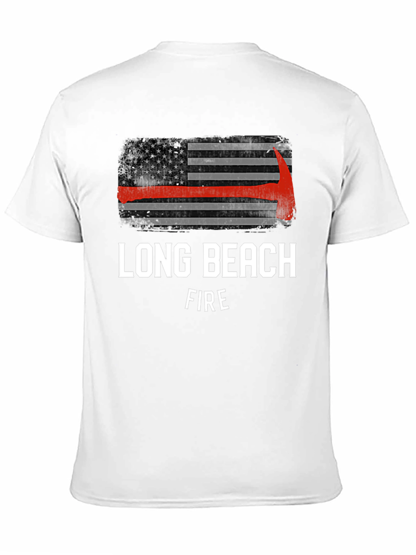 Long Beach Firefighter USA Flag Axe T-Shirt