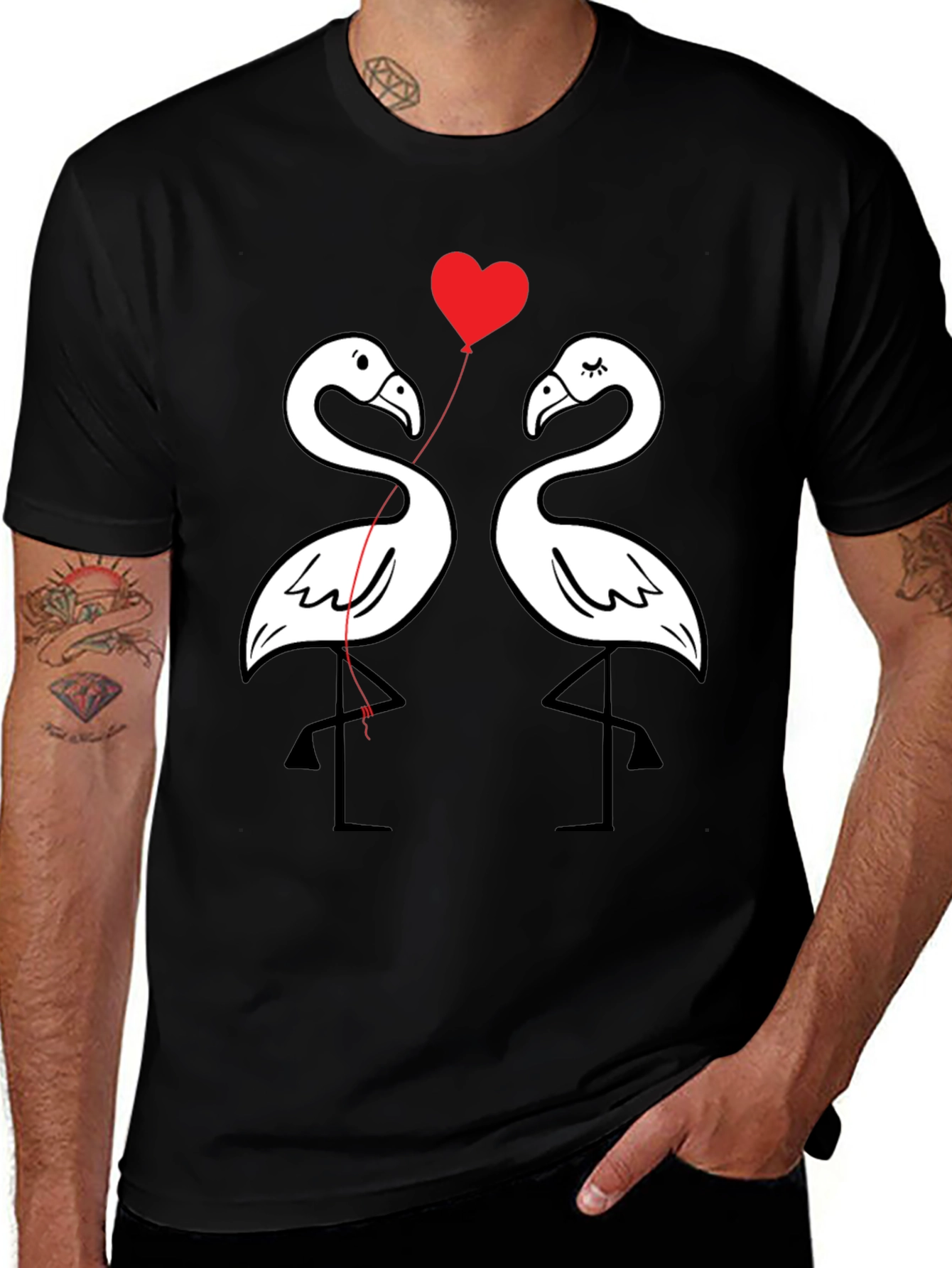 Flamingo Love Graphic Tee - Black