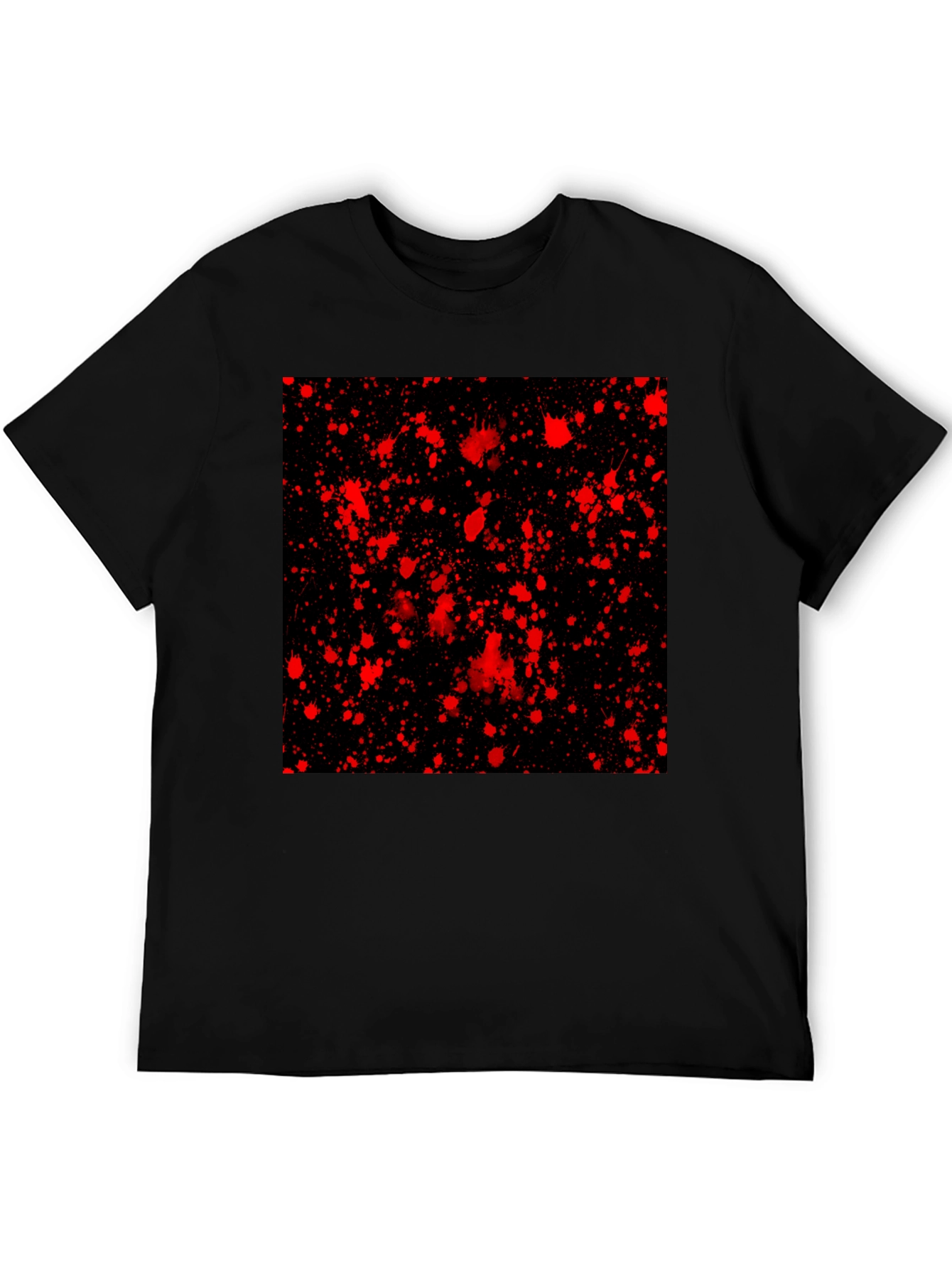 Edgy Black T-Shirt with Red Splatter Design