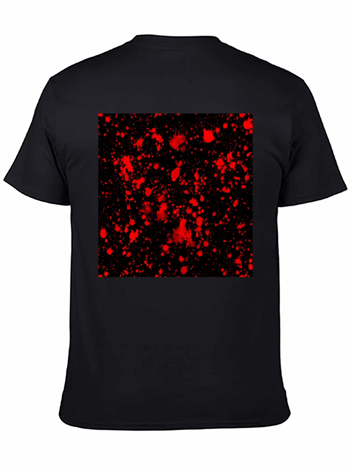 Edgy Black T-Shirt with Red Splatter Design