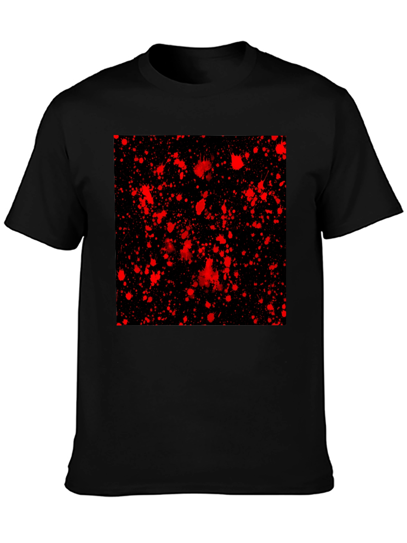Edgy Black T-Shirt with Red Splatter Design