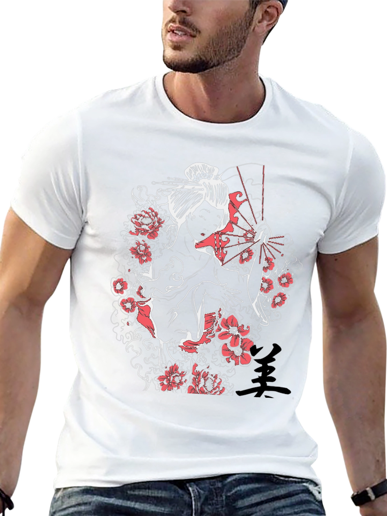 Geisha Art Black T-Shirt
