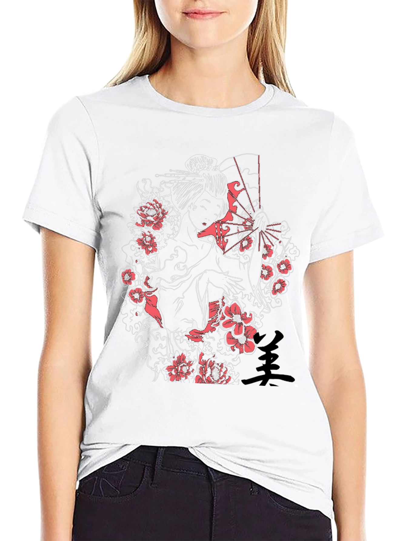 Geisha Art Black T-Shirt